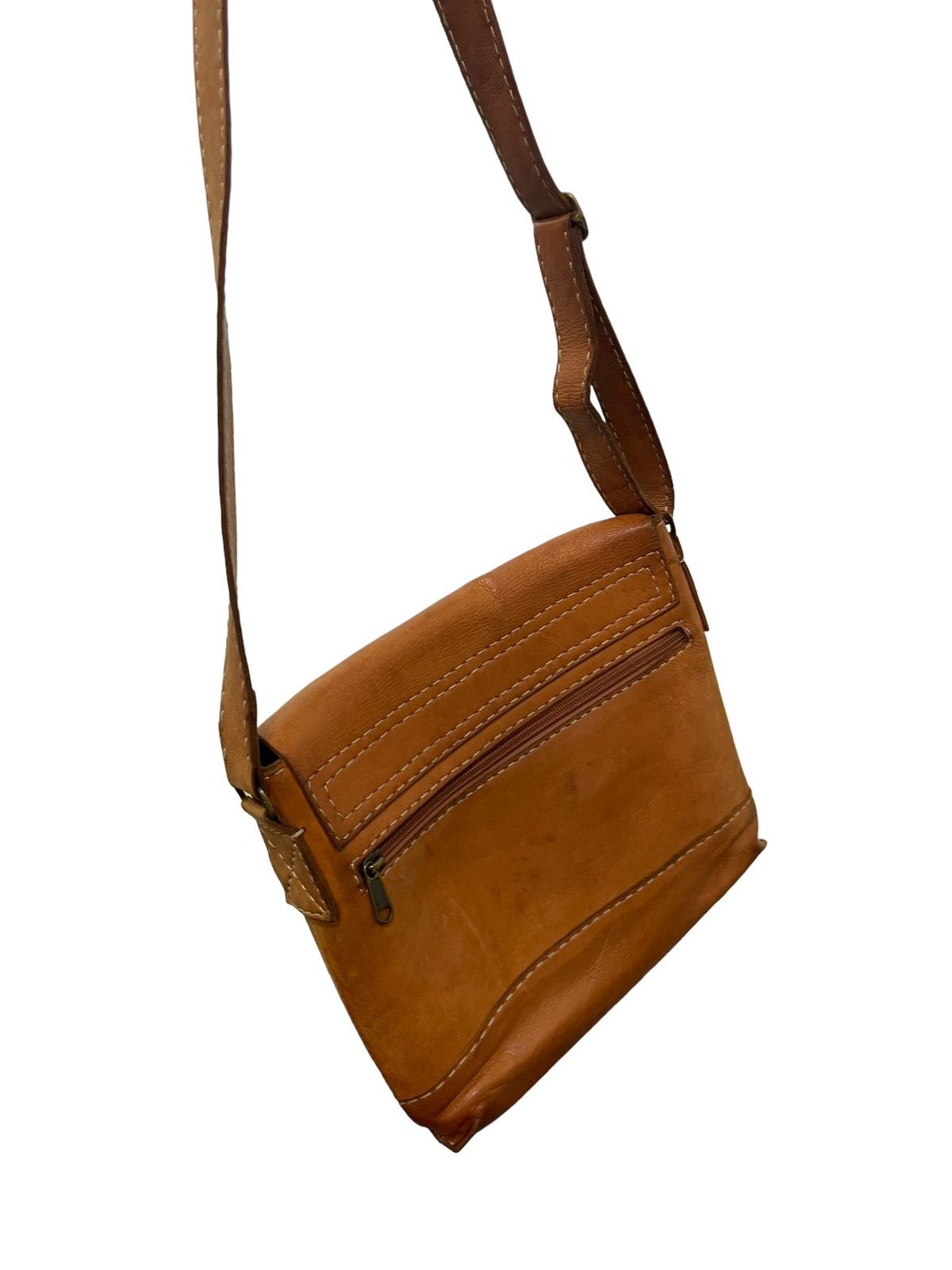Genuine Leather Full Leather Patina Unknown Handmade Cross Body Bag 3🟩 Size ONE SIZE - 3 Thumbnail