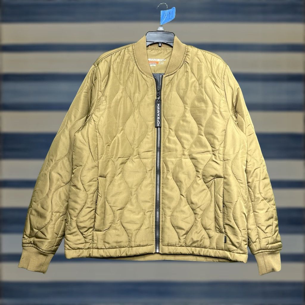 Vintage Hawke & Co Jacket Mens L Brown Quilted Zip Stand-Up Pocket Wind-Resistant Outdoor Hiking Mid-Length NWT Size US L / EU 52-54 / 3 - 1 Thumbnail