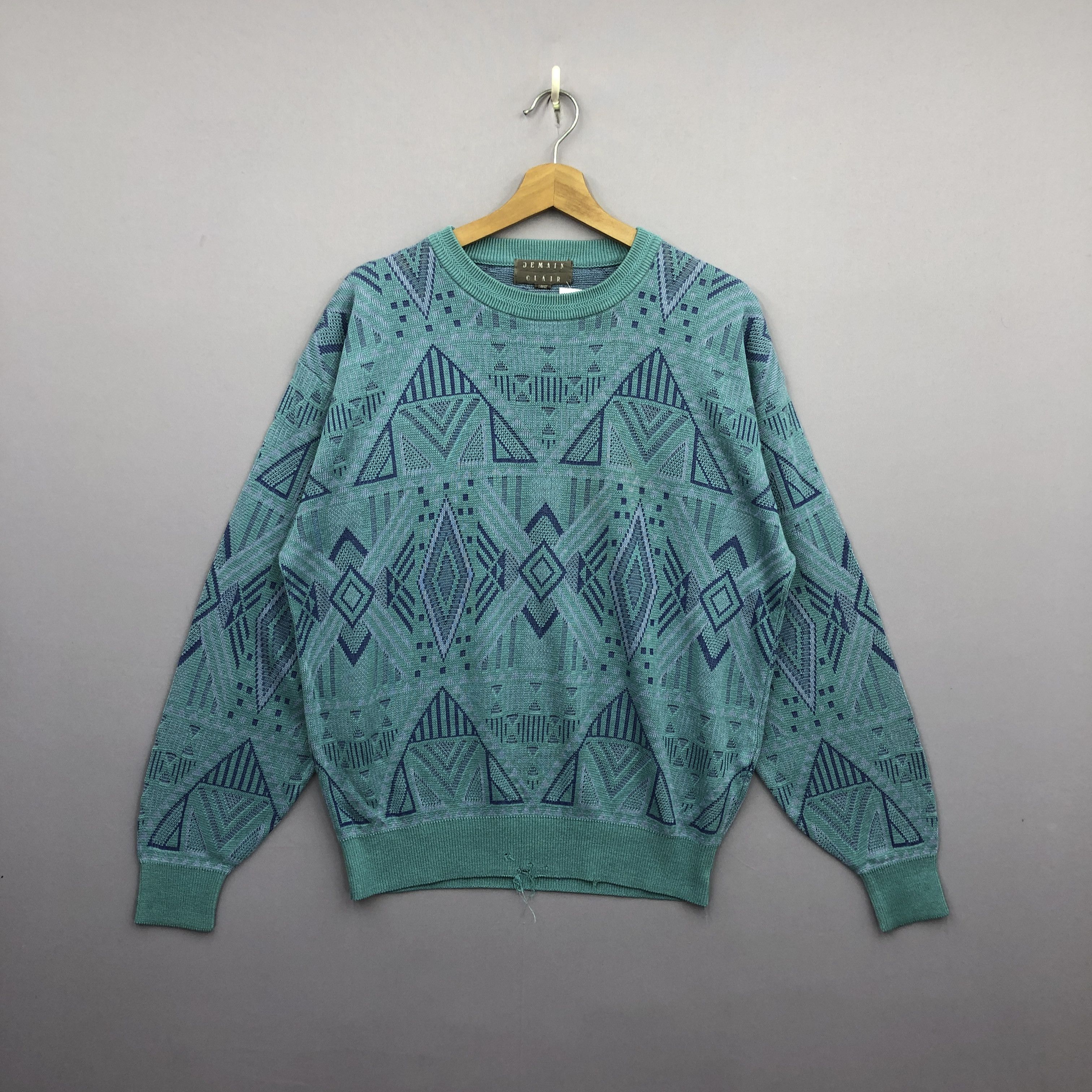 Japanese Brand × Vintage 90s Aztec Navajo Pattern Knit psychedelic Sweater Sweatshirt Size US M / EU 48-50 / 2 - 1 Thumbnail