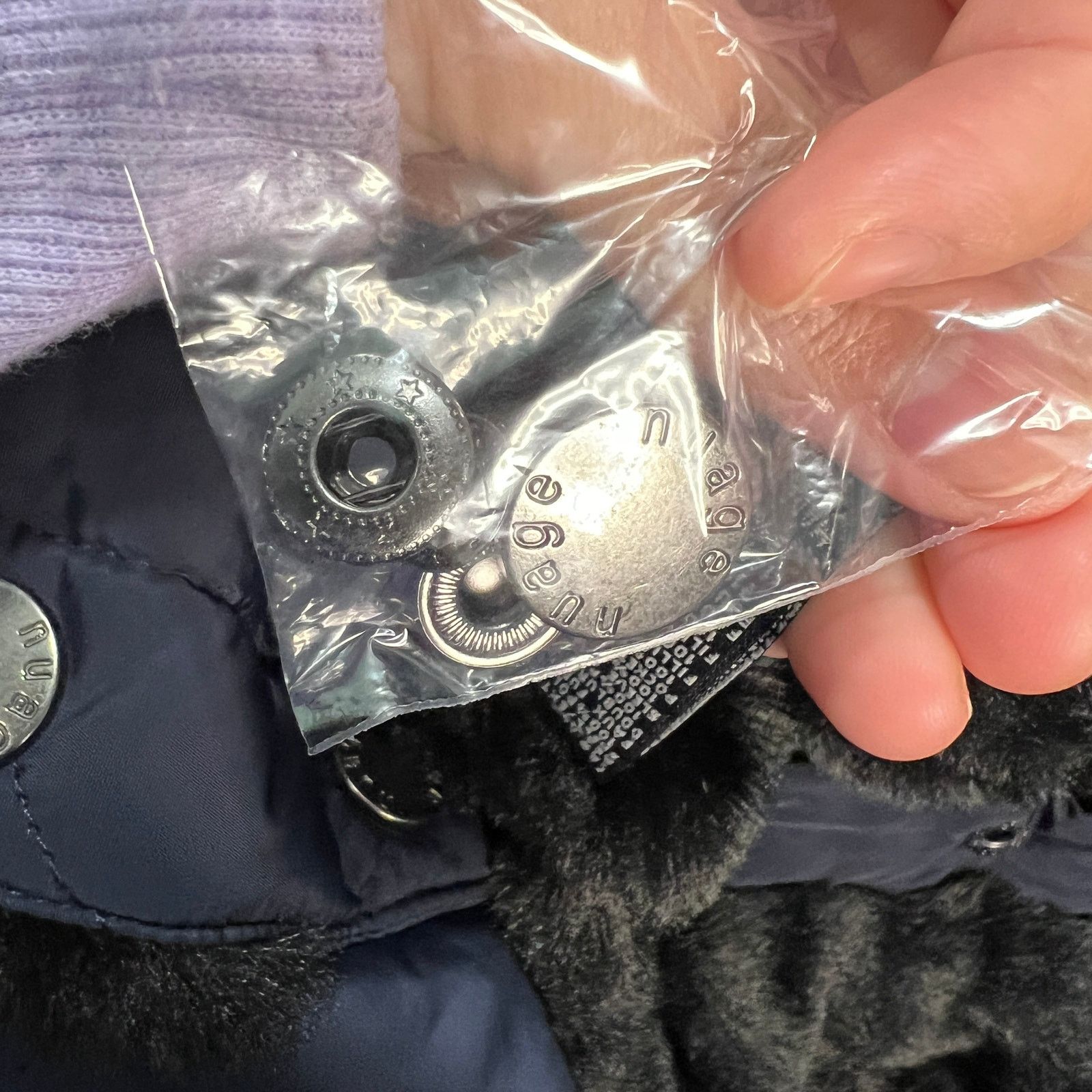 Other Nuage Faux Fur Lined Quilted Parka Navy Womens Jecket Size L / US 10 / IT 46 - 10 Thumbnail
