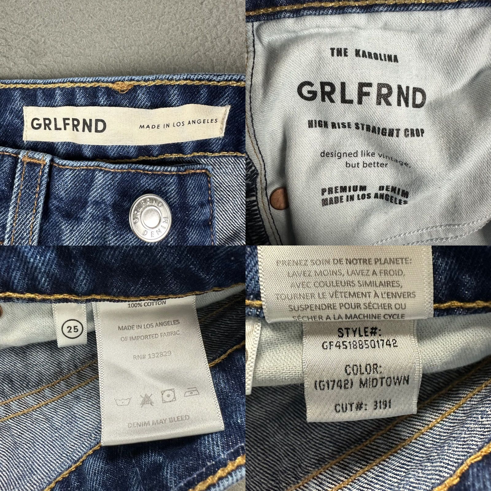 GRLFRND GRLFRND Jeans Womens 25 Blue Denim The Karolina High Rise Straight Crop Distress Shirts? Size 42" / US 20 - 8 Thumbnail