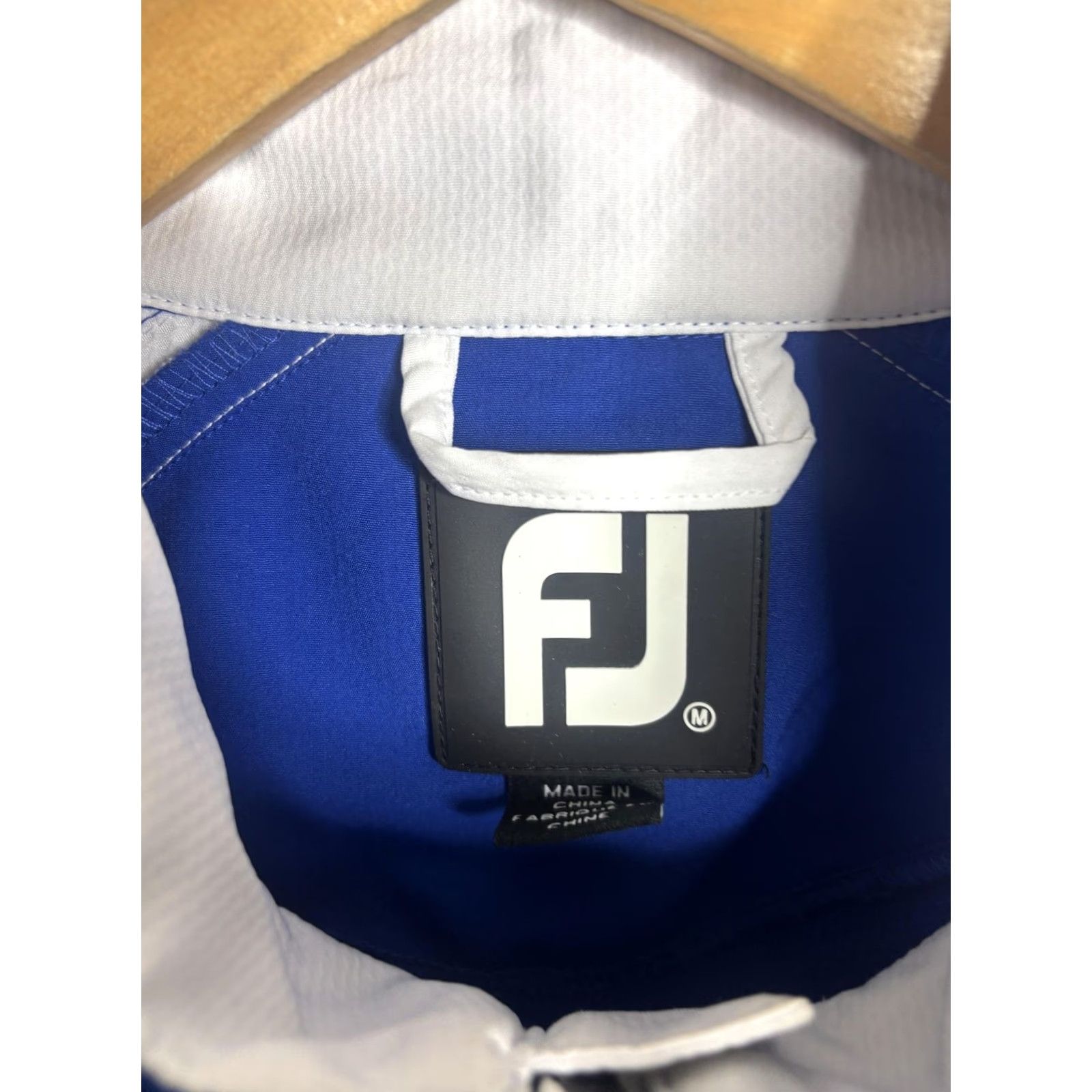 Footjoy FootJoy Jacket Mens Large Blue White Short Sleeve Half Zip Golf Pullover Shell Size US L / EU 52-54 / 3 - 3 Thumbnail