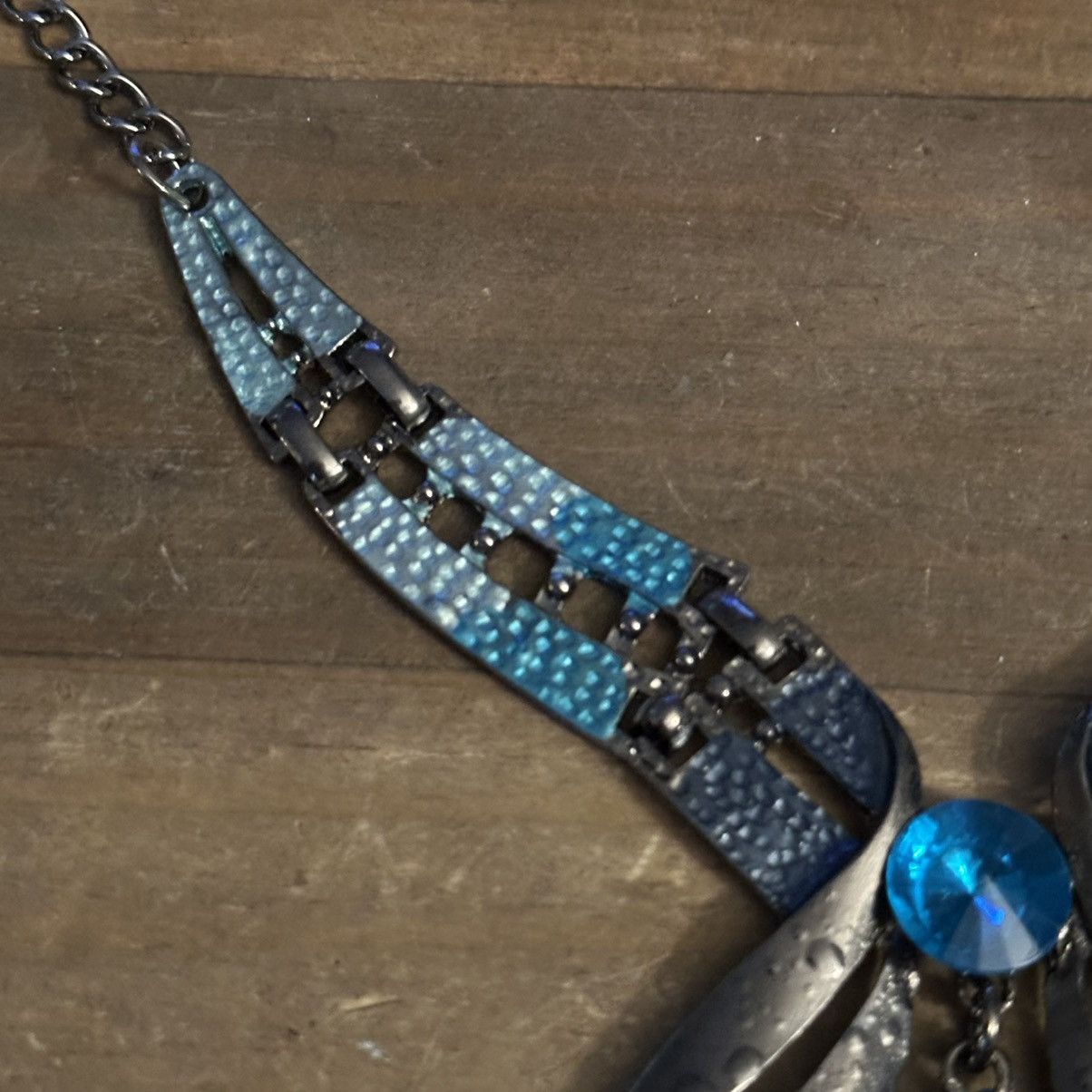 Other Silver tone teal teardrop rhinestone clavicle necklace Size ONE SIZE - 5 Thumbnail