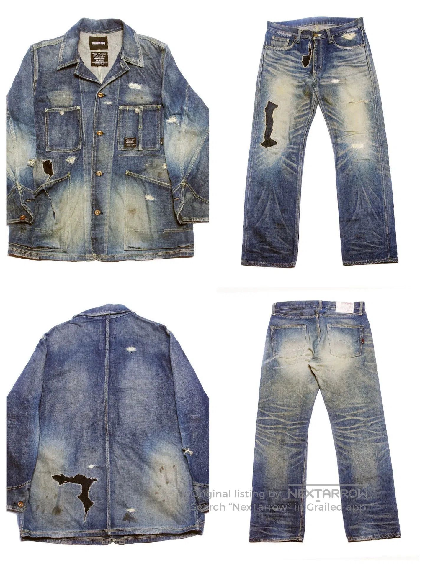 Neighborhood Distressed Blue Denim Jacket Size M. Size US M / EU 48-50 / 2 - 9 Thumbnail