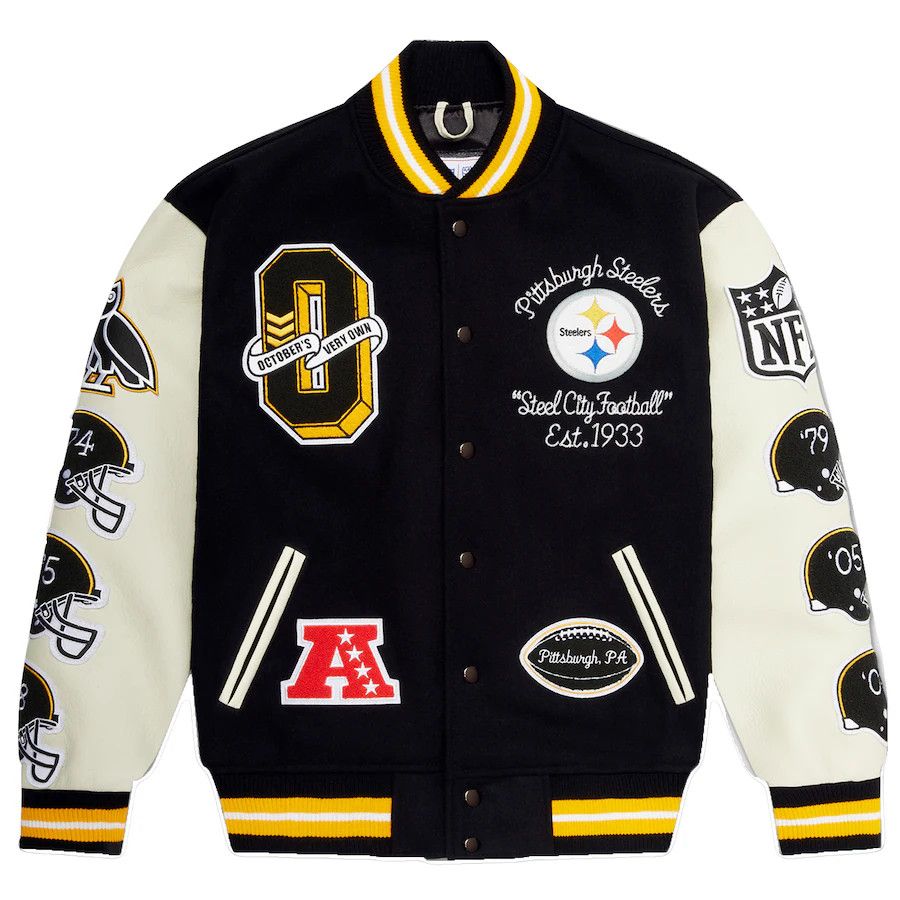Drake OVO x NFL PITTSBURGH STEELERS OG OWL GAME DAY VARSITY JACKET Size US M / EU 48-50 / 2 - 12 Thumbnail