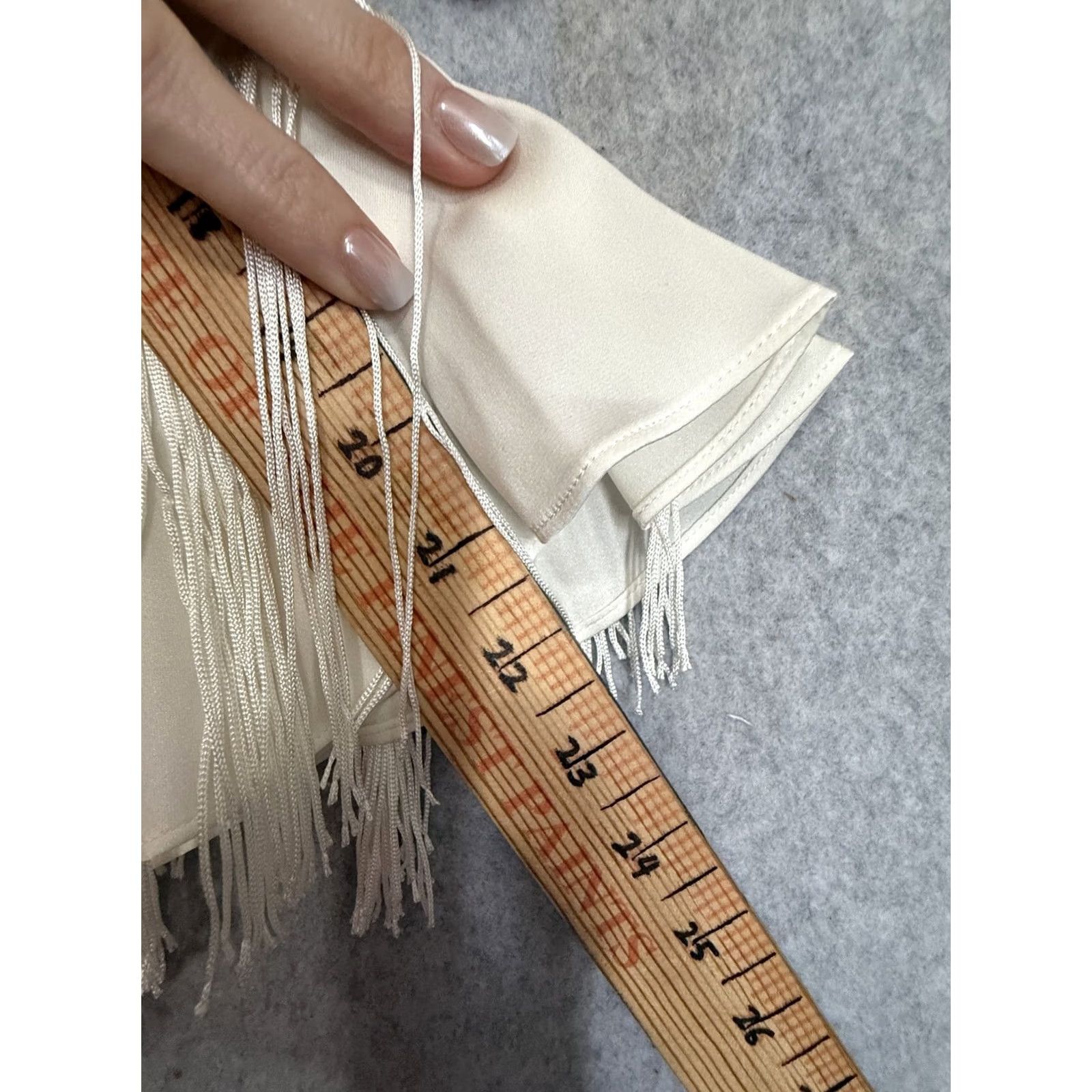 KOBI HALPERIN Kobi Halperin Blouse Womens Medium White Silk Fringe Rhinestone Boho Tunic Top Size M / US 6-8 / IT 42-44 - 7 Thumbnail