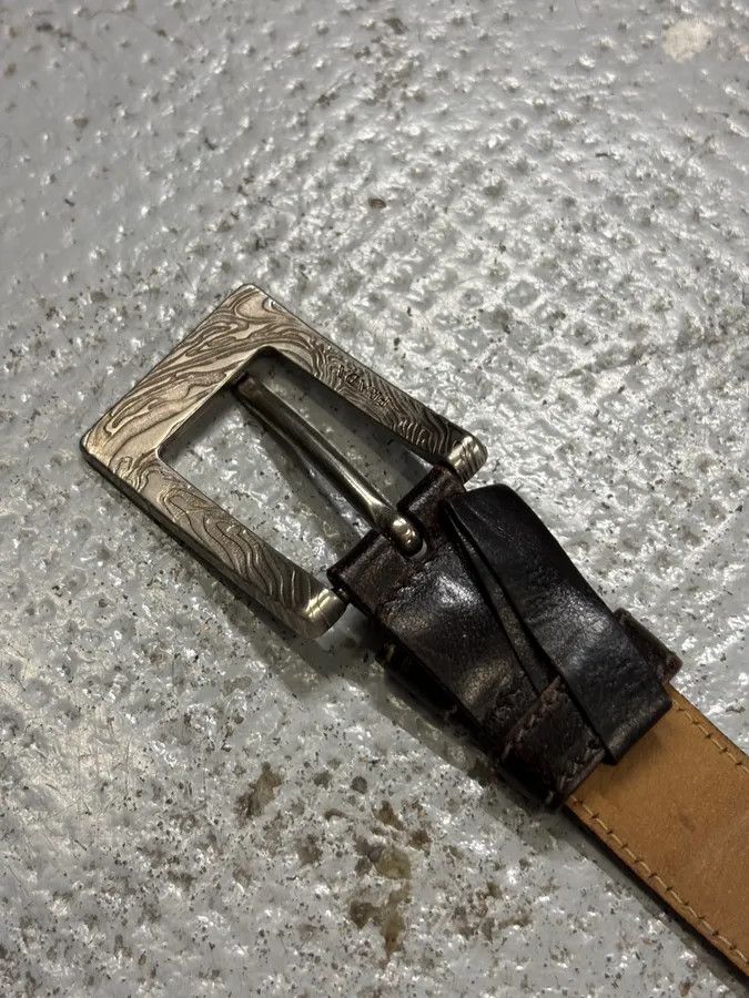 Prada 2000s Prada Brown Leather Embossed Buckle Belt Size ONE SIZE - 6 Thumbnail
