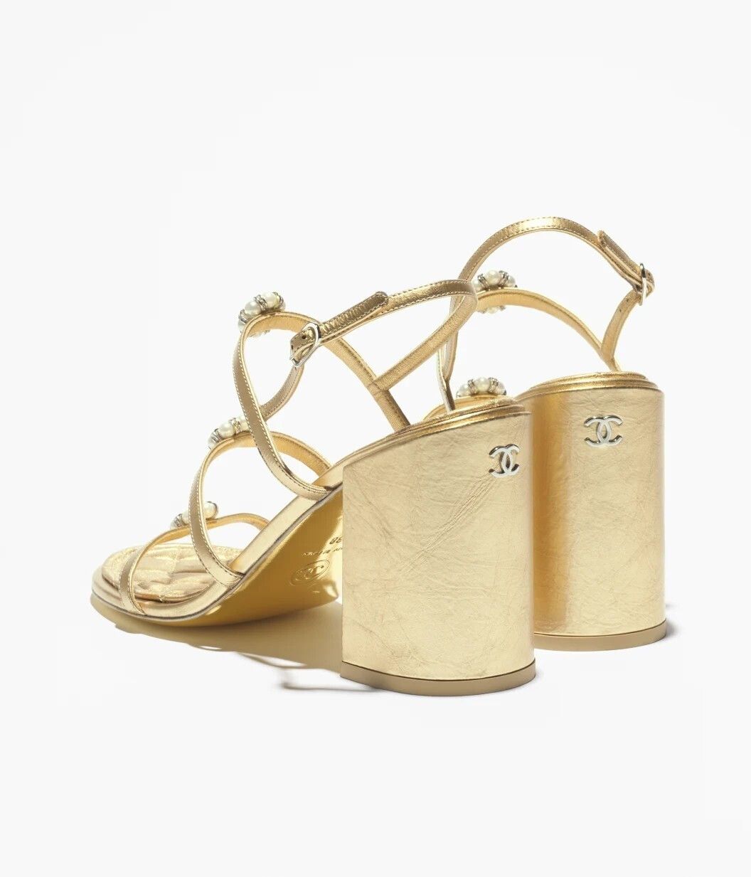 Chanel o1h1sh10526 Pearl CC Sandals in Gold Size US 8 / IT 38 - 4 Thumbnail