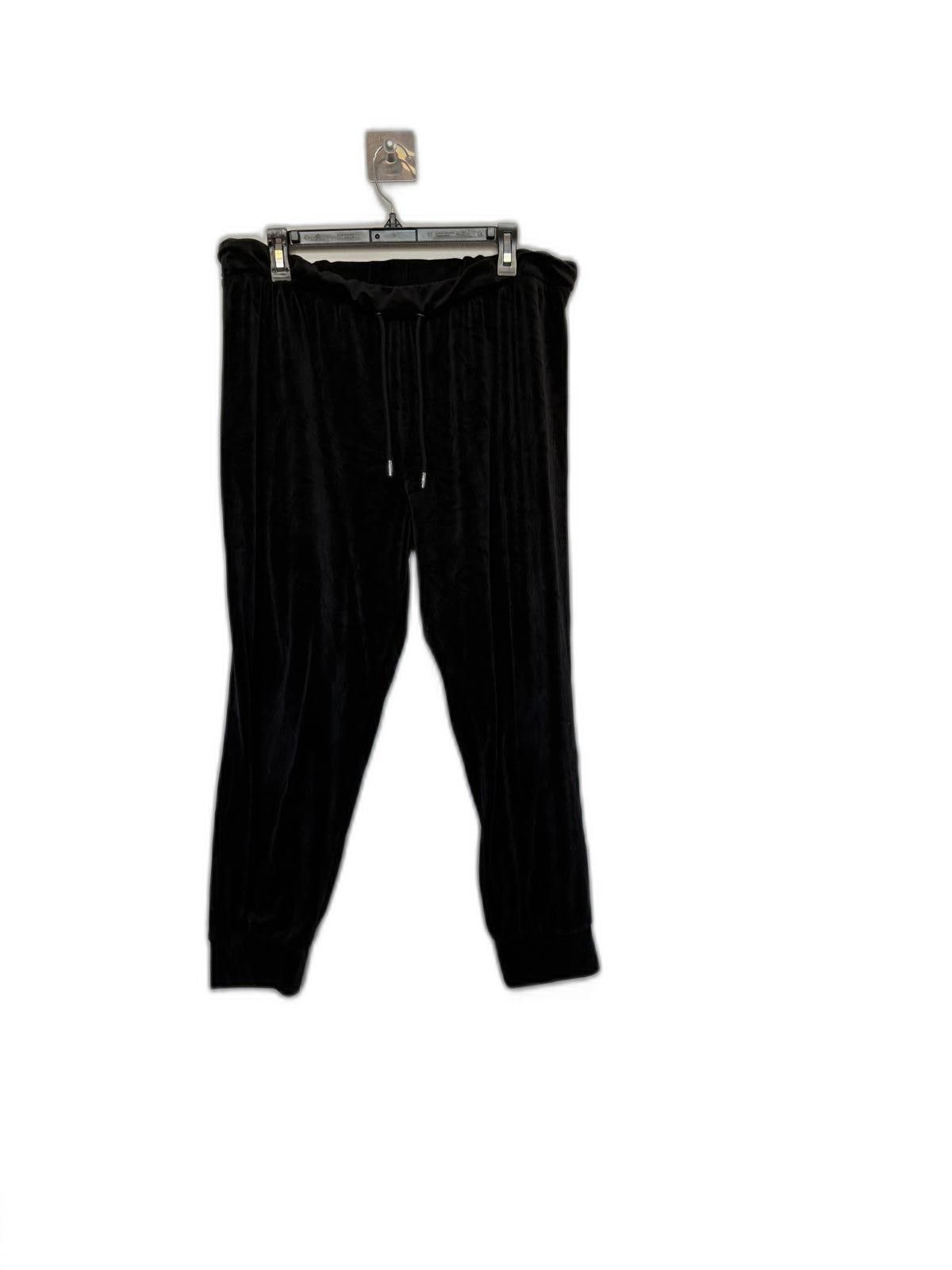 Designer Y2K Black Velvet Joggers with "Love" Embroidery Rhinestones Size 42" / US 20 - 3 Thumbnail