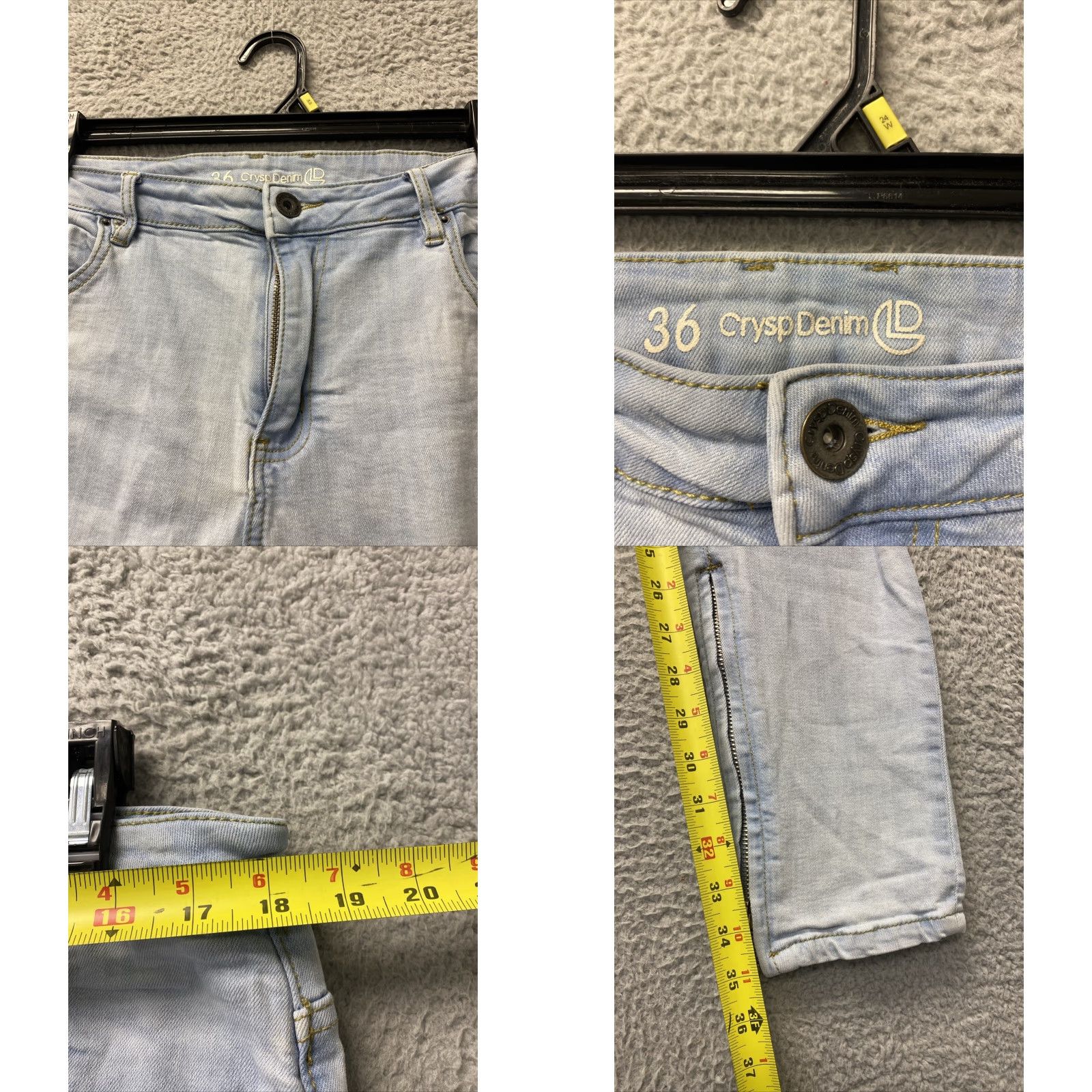 Denime Crysp Denim Jeans Mens 36 Blue washed Skinny Distressed Stretch 36x35 103-62 Size US 36 / EU 52 - 8 Thumbnail