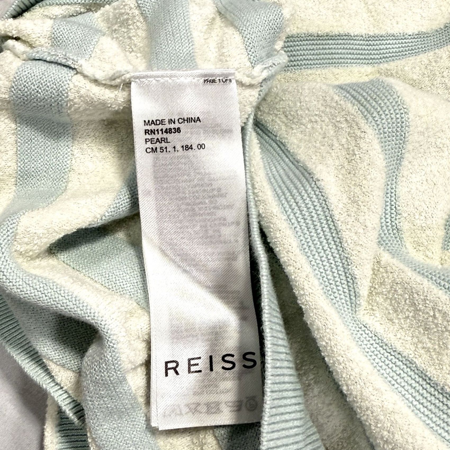 Reiss Reiss Polo Shirt Mens S Cream Blue Terry Cloth Resort Wear Casual Polo Shirt Size US S / EU 44-46 / 1 - 5 Thumbnail