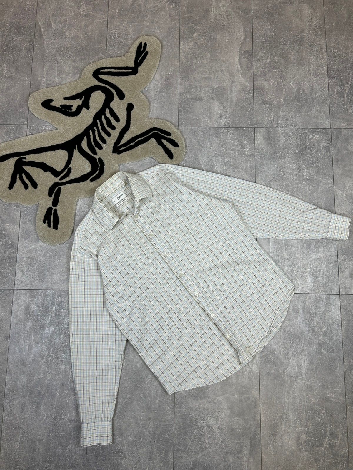 Pre-owned Vintage X Ysl Pour Homme Mens Vintage Yves Saint Laurent Shirts Button Up Luxury In White/beige