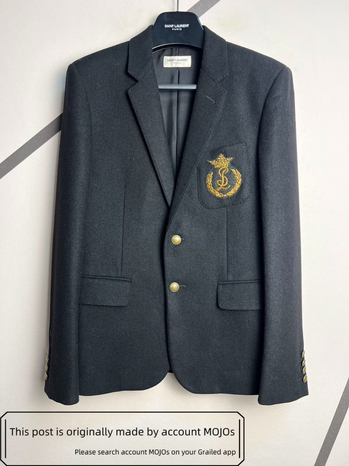 Saint Laurent Paris Sz 46 Saint Laurent Paris 19SS Golden Logo Stitch Blazer Size US S / EU 44-46 / 1 - 1 Thumbnail
