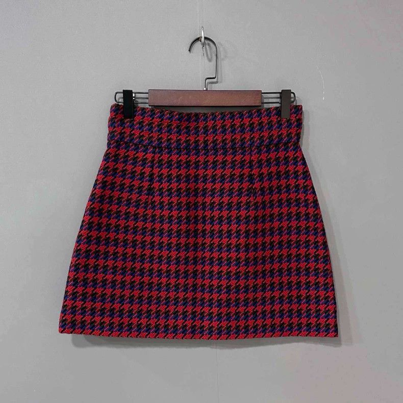 Gucci Gucci Thousand-bird checkered gold buckle wool short skirt Size 26" / US 2 / IT 38 - 3 Thumbnail