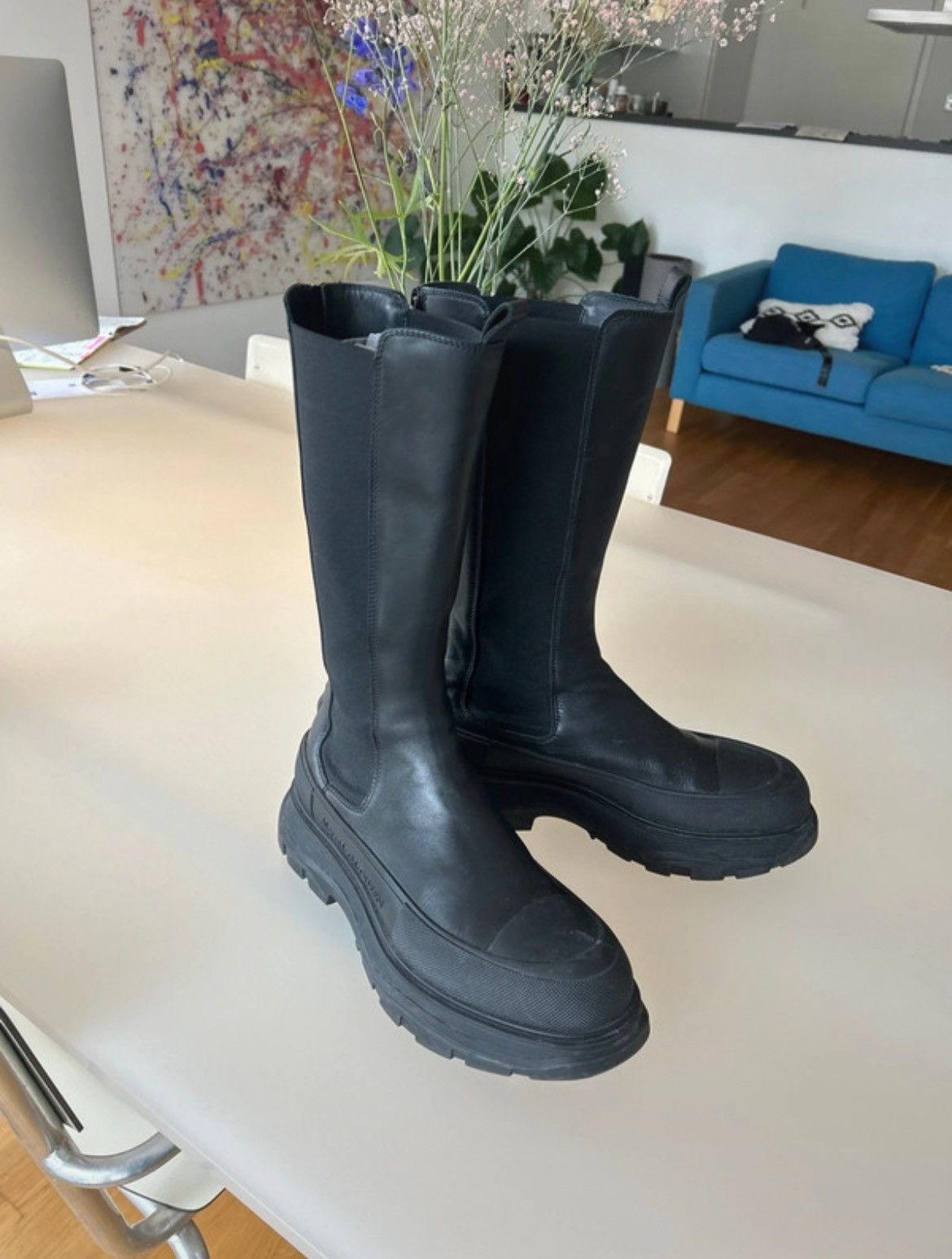 Alexander McQueen Alexander McQueen Leather Knie Boots EU 47 US 13 Size US 13 / EU 46 - 1 Thumbnail