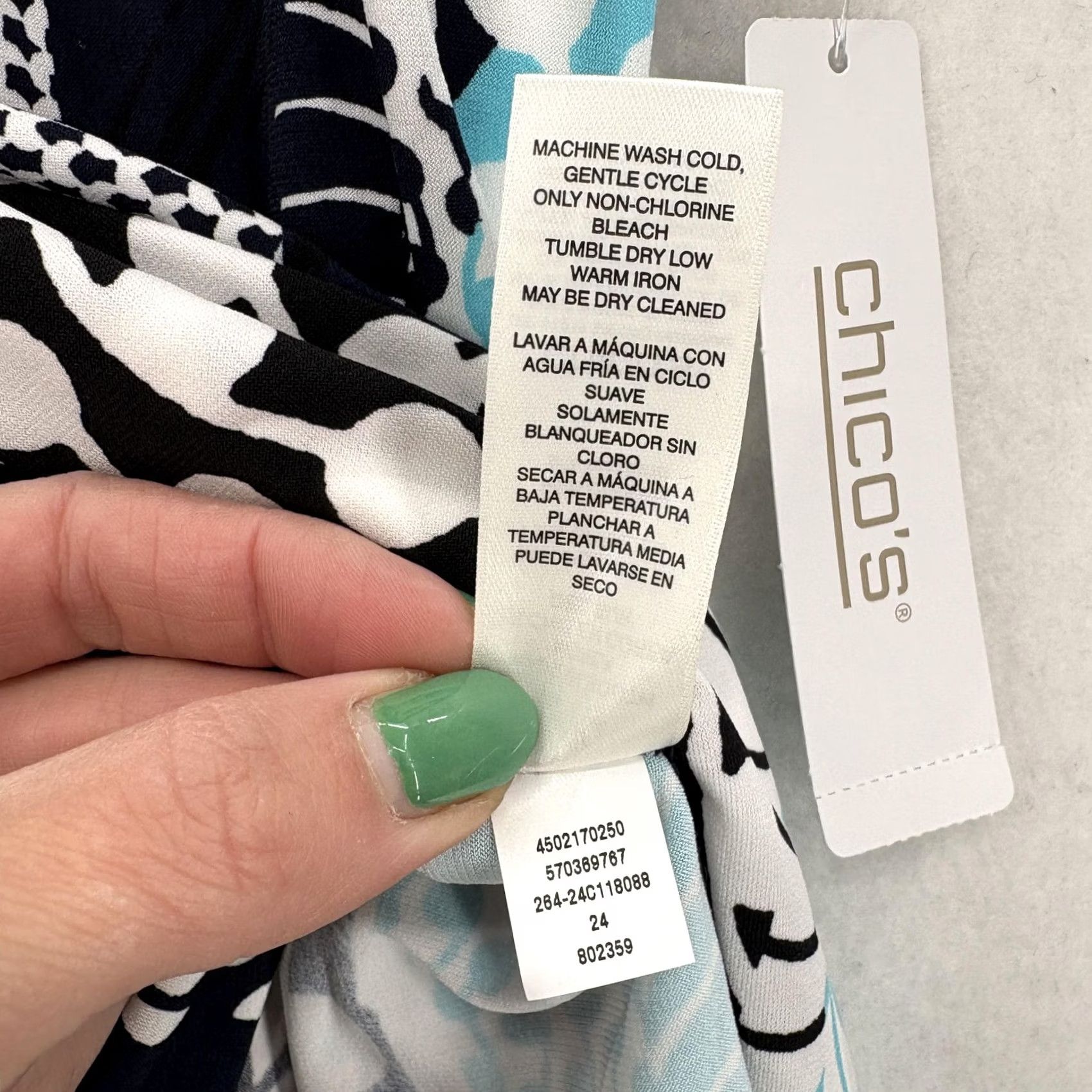 Vintage Chico's Polo Shirt Womens Black Blue Mock Neck Zip Abstract Geometric 2 12 Short Sleeve Jersey Polyester Spandex Casual Summer Womens Size XL / US 12-14 / IT 48-50 - 7 Thumbnail