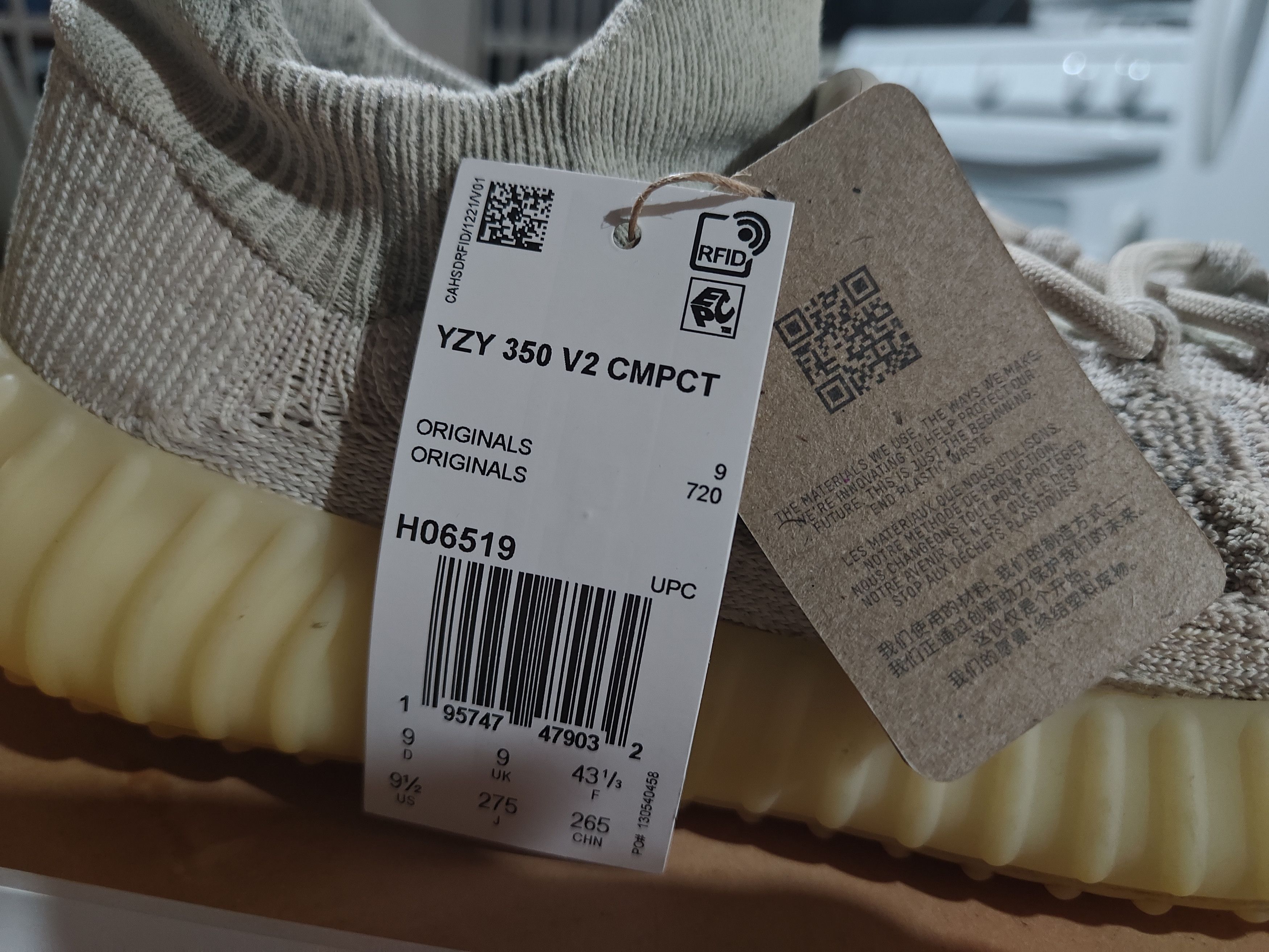 Adidas YZY 350 V2 Compact / Slate Bone Size US 9.5 / EU 42-43 - 10 Thumbnail