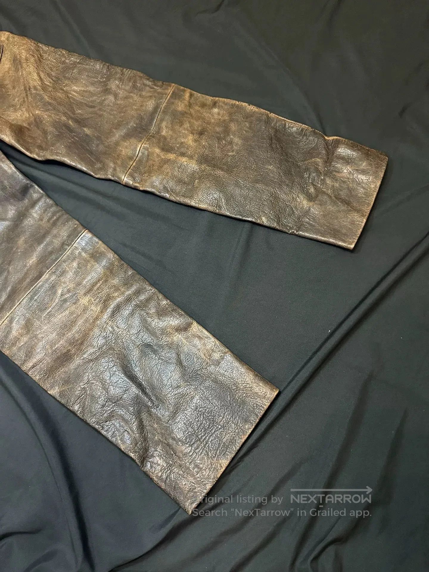 Vintage vintage leather pants with distressed details. Size US 34 / EU 50 - 6 Thumbnail