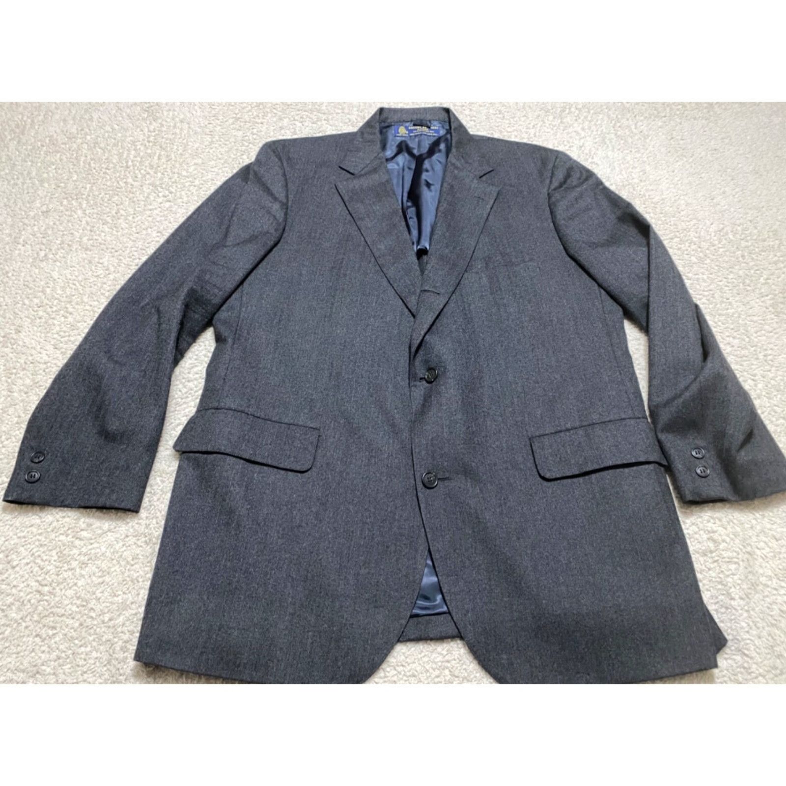 Brooks Brothers Brooks Brothers Blazer Mens Regular Two-Button 100% Wool Gray 46 Chest Vintage? No Sleeve Style: Two-Button White? Size US XXL / EU 58 / 5 - 2 Thumbnail