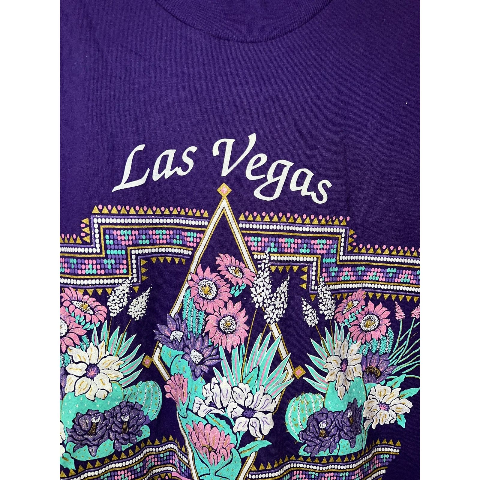 Jerzees Vintage Las Vegas Desert Shirt Flowers Purple Tee VTG L 90s Size US L / EU 52-54 / 3 - 3 Thumbnail