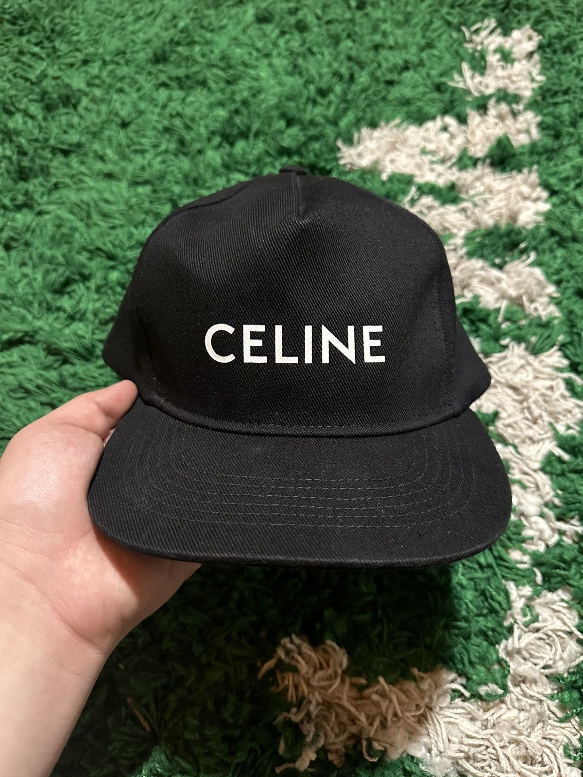 Celine Classic Black Hat CELINE Logo-Embroidered Pinstriped Wool Hat for Men | MR PORTER main image 2