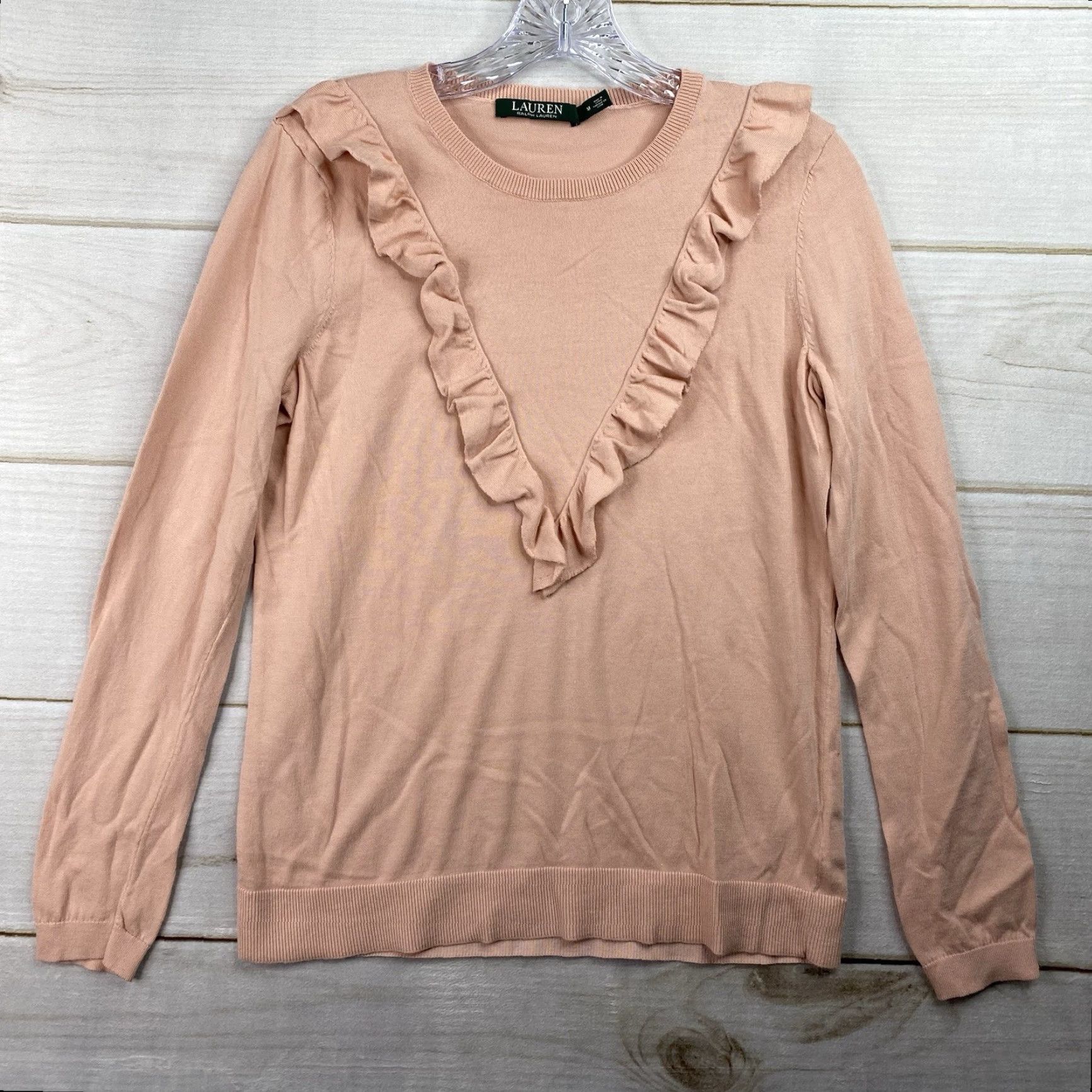 Ralph Lauren Ralph Lauren Sweater Womens M Pink Long Sleeve Crew Neck Ruffle Lightweight Classic Knit Pullover Size M / US 6-8 / IT 42-44 - 2 Thumbnail