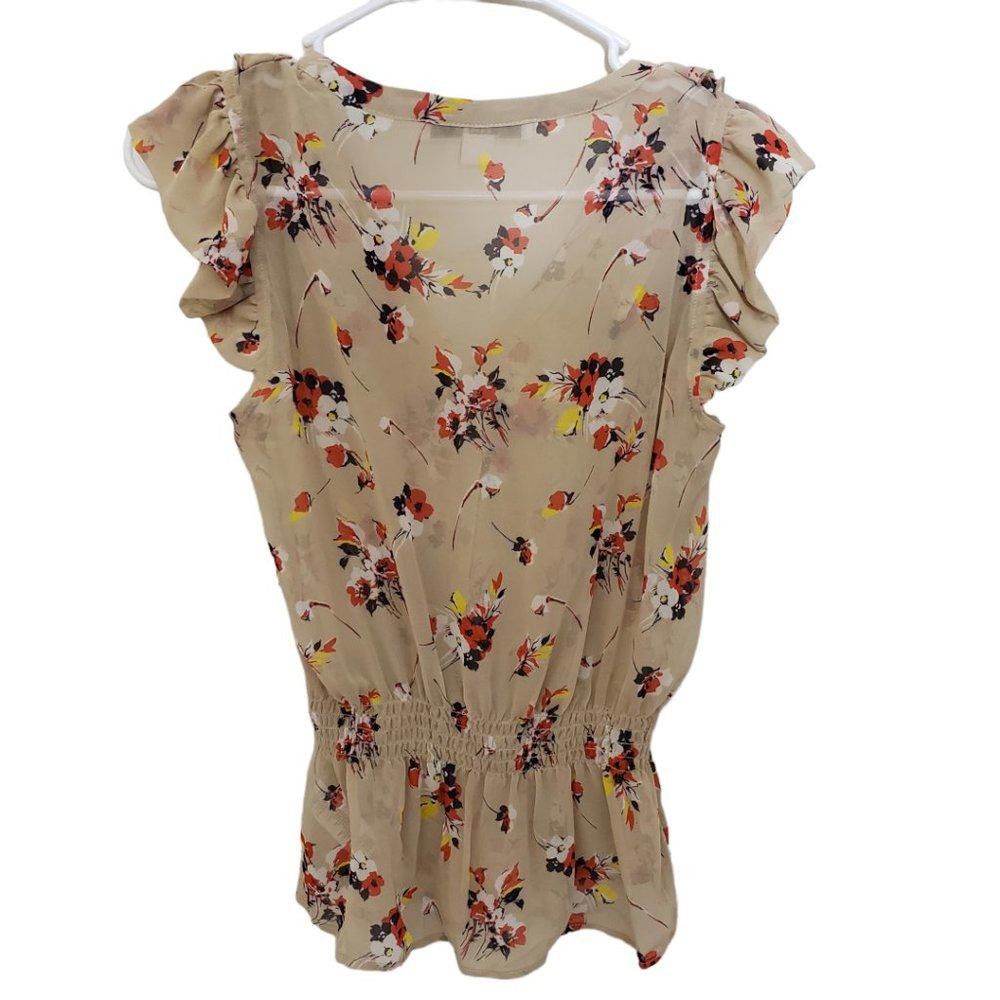 Forever 21 CT1453a Ladies XXI Floral Blouse with Ruffles S/P Size S / US 4 / IT 40 - 2 Thumbnail