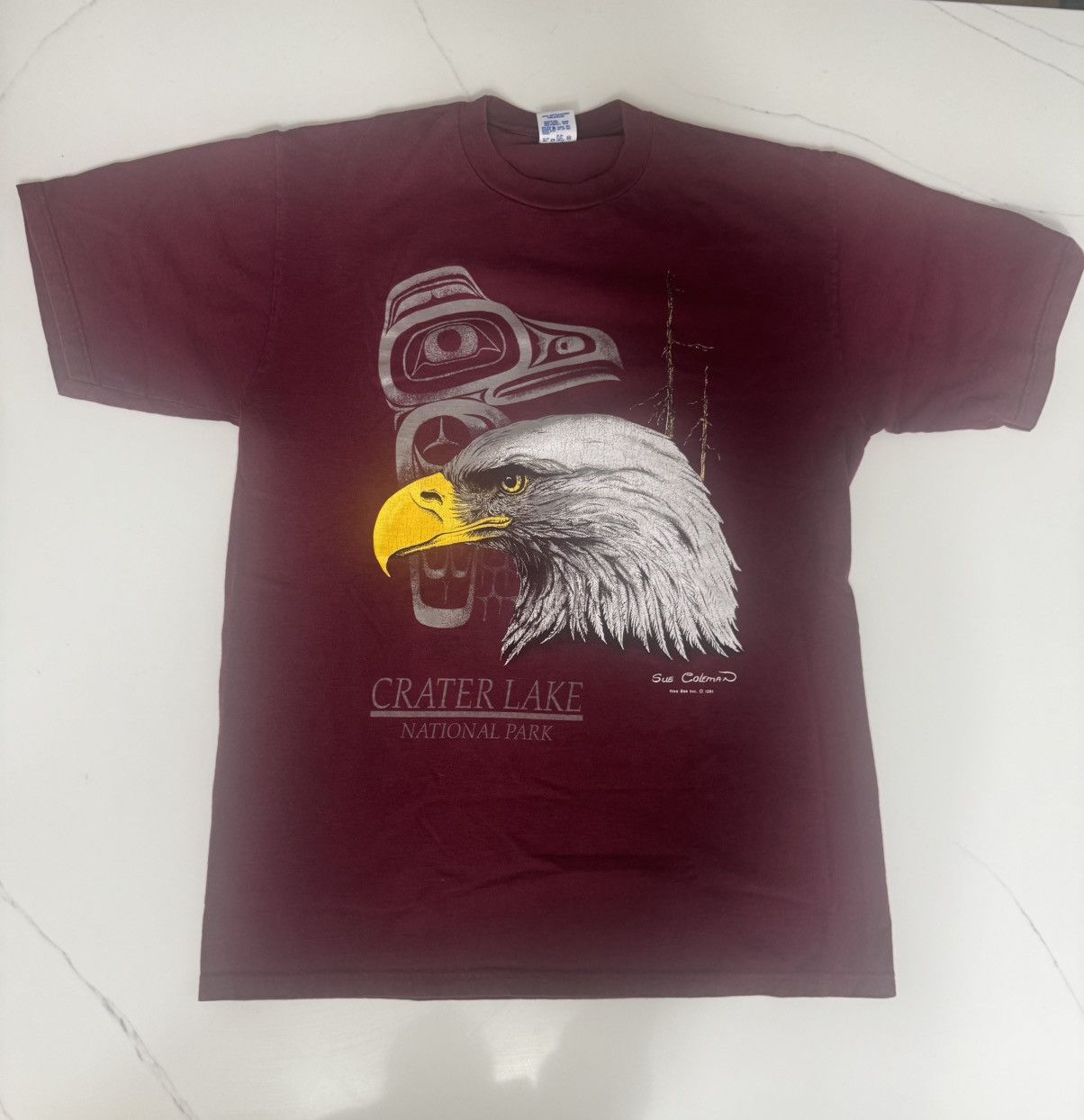Jerzees Vintage 1991 Crater Lake National Park Eagle Tee 🦅 Size US L / EU 52-54 / 3 - 1 Thumbnail