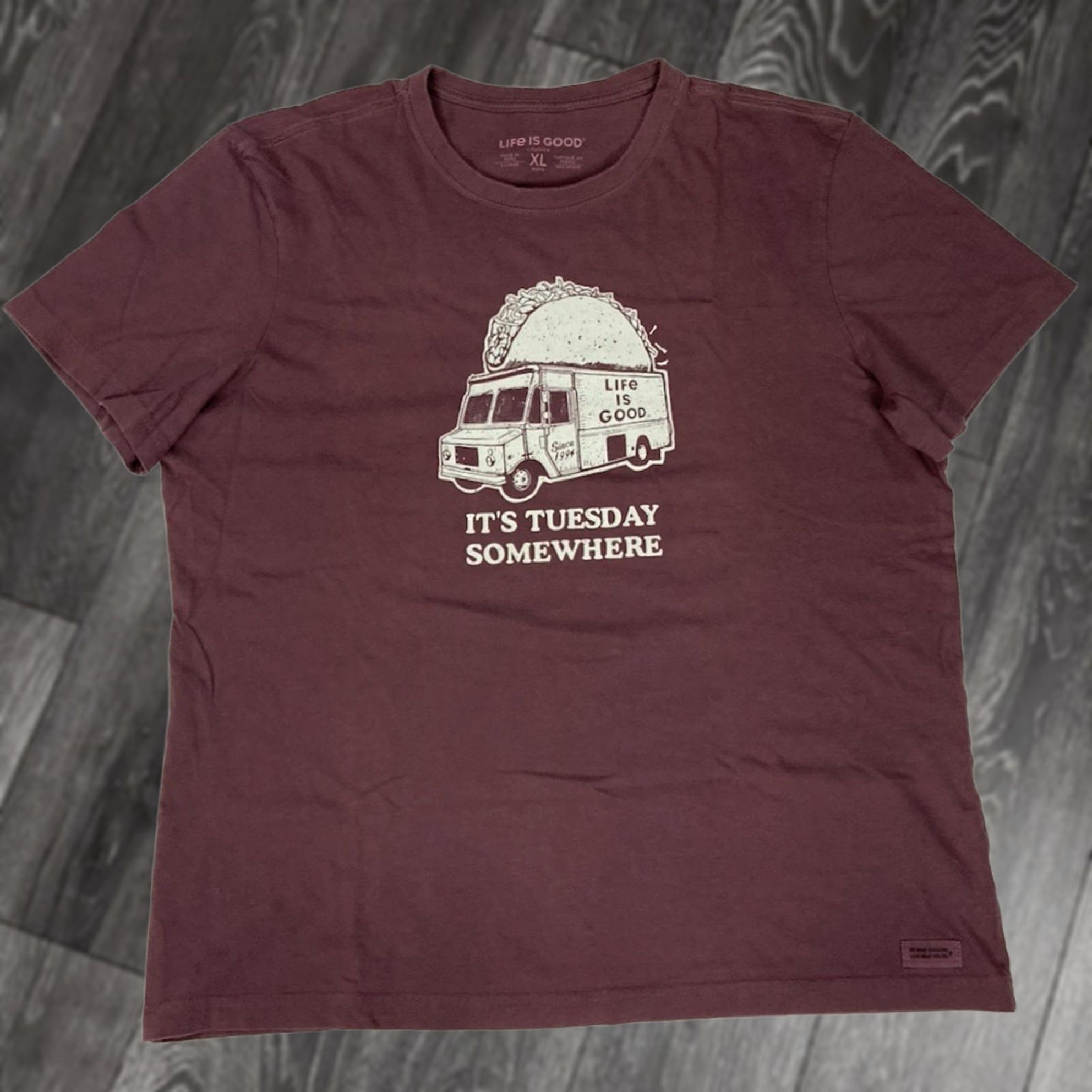Life is Good Life is Good Crusher It's Tuesday Somewhere Taco Graphic T-shirt Men XL Red Size US XL / EU 56 / 4 - 1 Thumbnail
