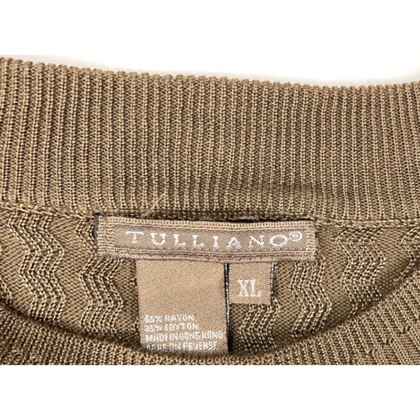 Vintage Tulliano Green Brown Textured Pullover Sweater Adult XL Cotton Blend Dad Style Mens Size US XL / EU 56 / 4 - 4 Thumbnail