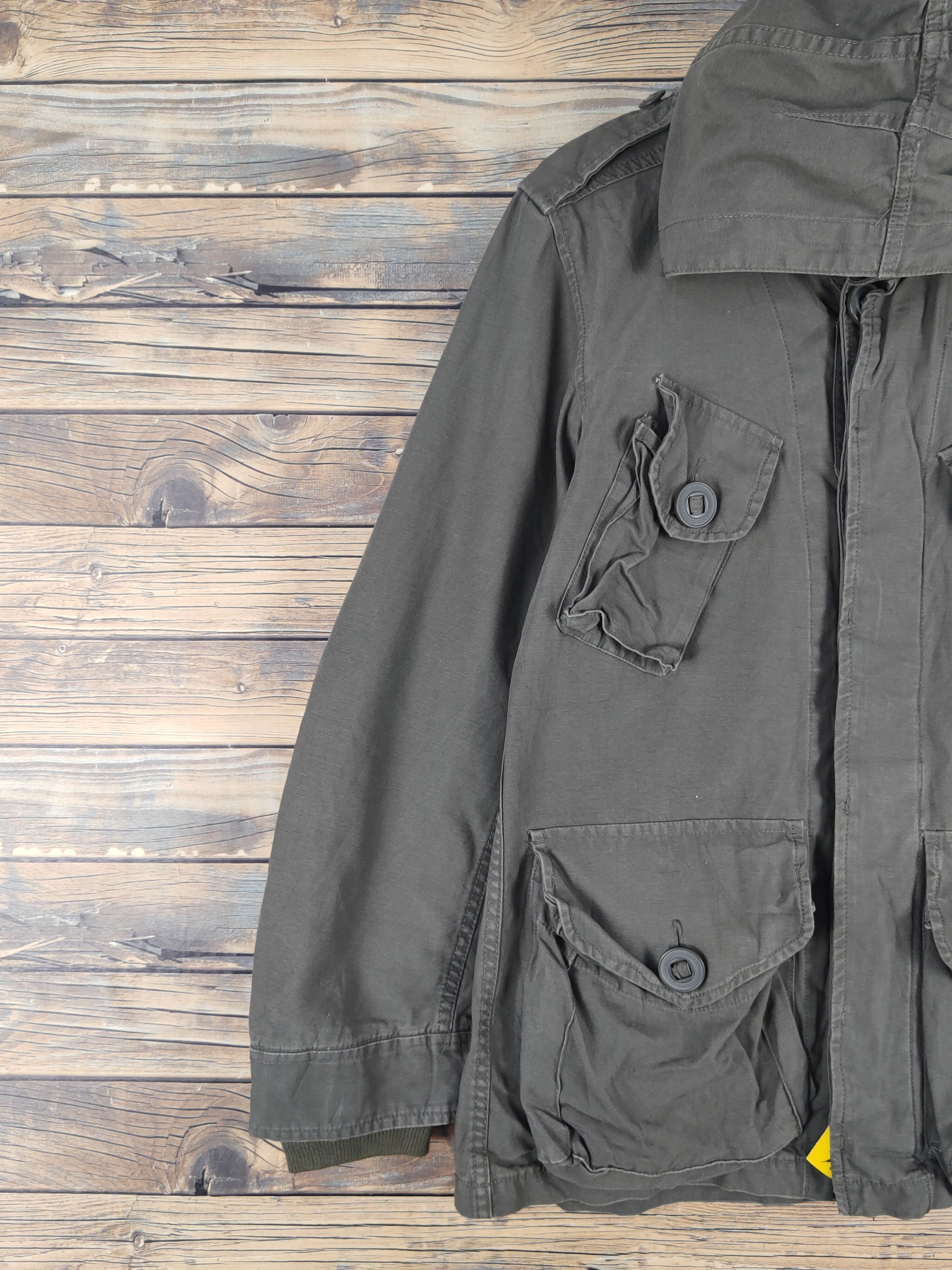 Japanese Brand Back Number Olive Military multipocket Hoodie Jackets #W1651 Size US M / EU 48-50 / 2 - 3 Thumbnail