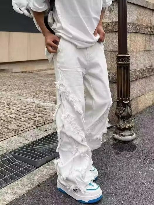 image of Damage Raw Street Jeans in White, Men's (Size 32)