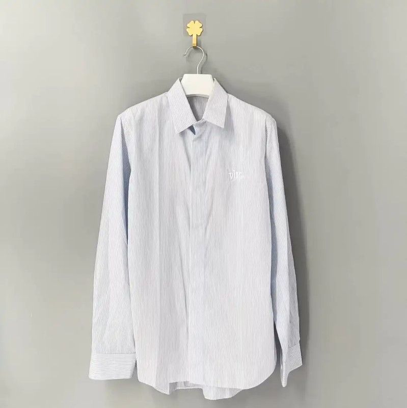 Dior Dior Blue Cotton Long Sleeve Shirt 0089 Size US M / EU 48-50 / 2 - 1 Thumbnail