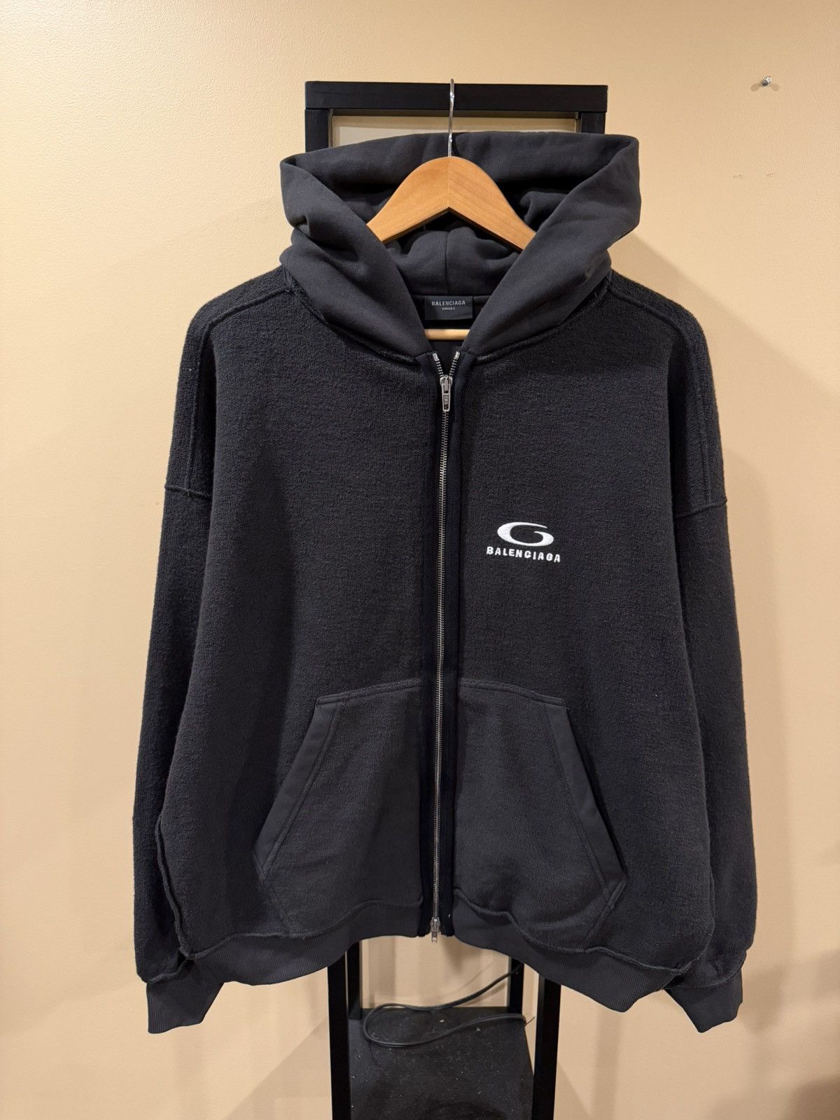 Balenciaga Balenciaga Loop Sports Icon Inside-Out Washed Black Hoodie Size US M / EU 48-50 / 2 - 1 Thumbnail
