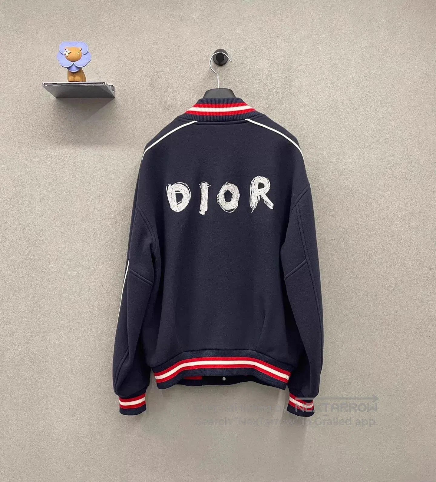 Dior Blue Varsity Bomber Jacket with Embroidered Patch. Size US L / EU 52-54 / 3 - 2 Thumbnail