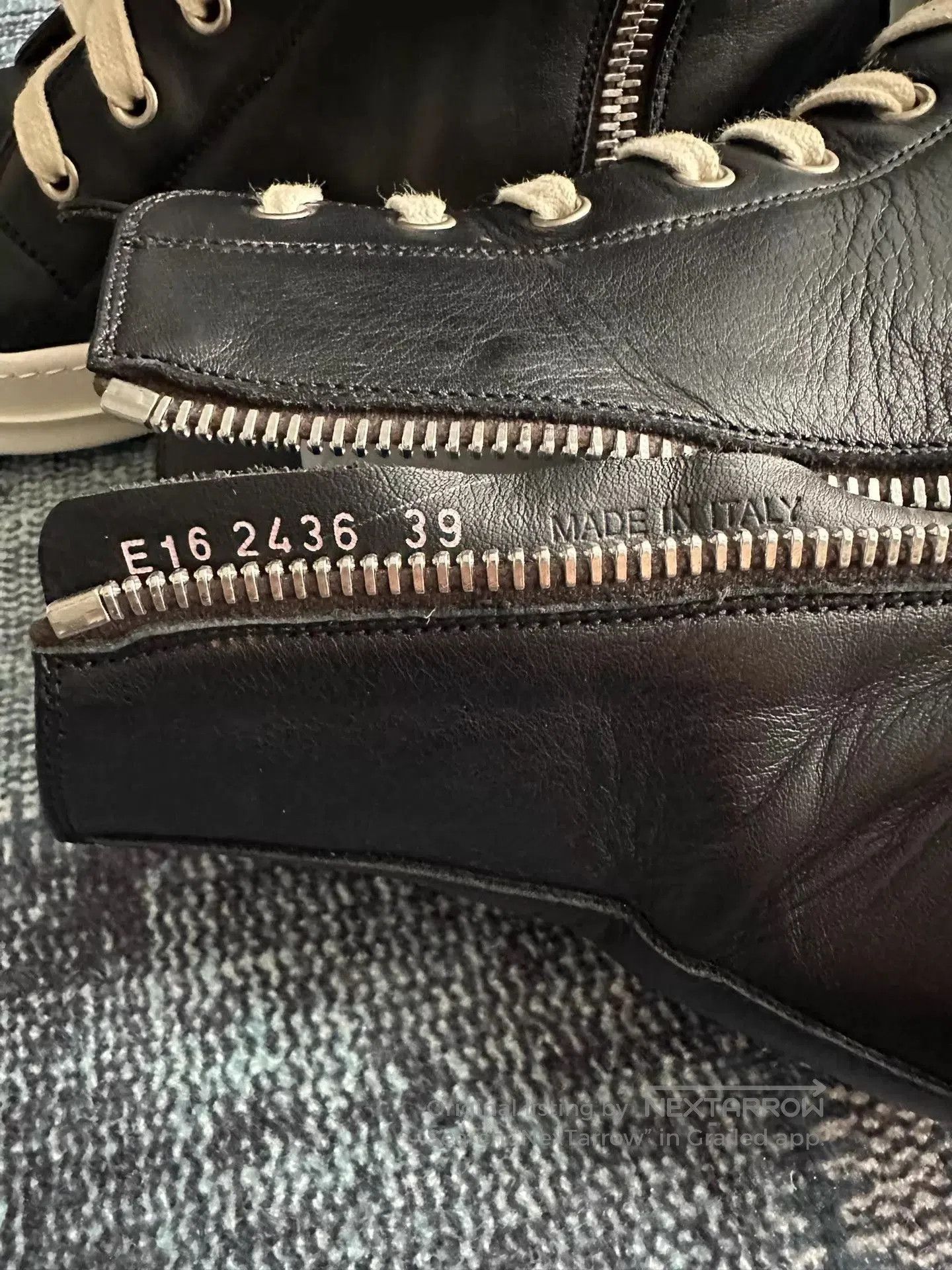 Rick Owens Black High-Top Leather Sneakers Size 6. Size US 6 / EU 39 - 7 Thumbnail