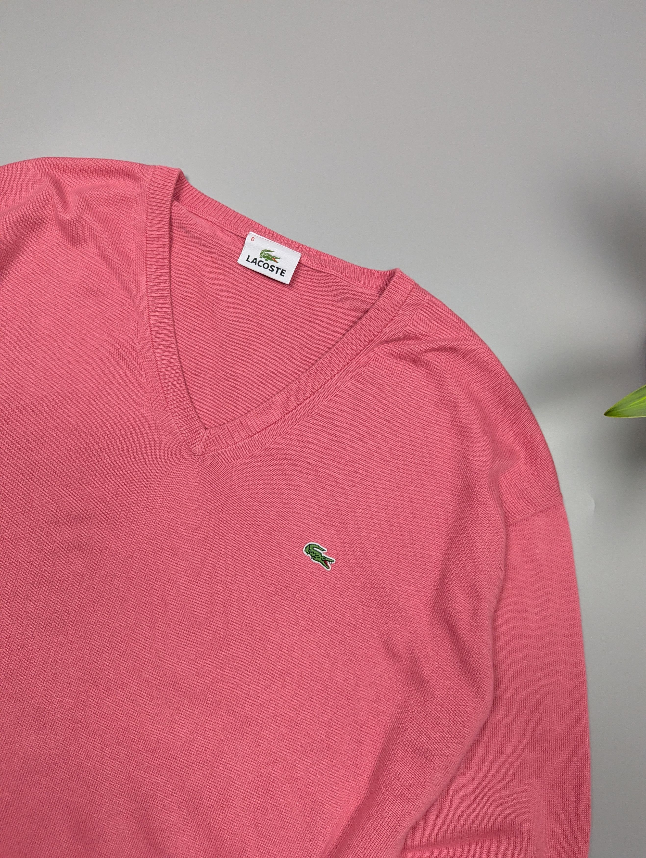Lacoste × Vintage LACOSTE Men's Vintage Lightweight Pink V-Neck Sweater Size US L / EU 52-54 / 3 - 7 Thumbnail