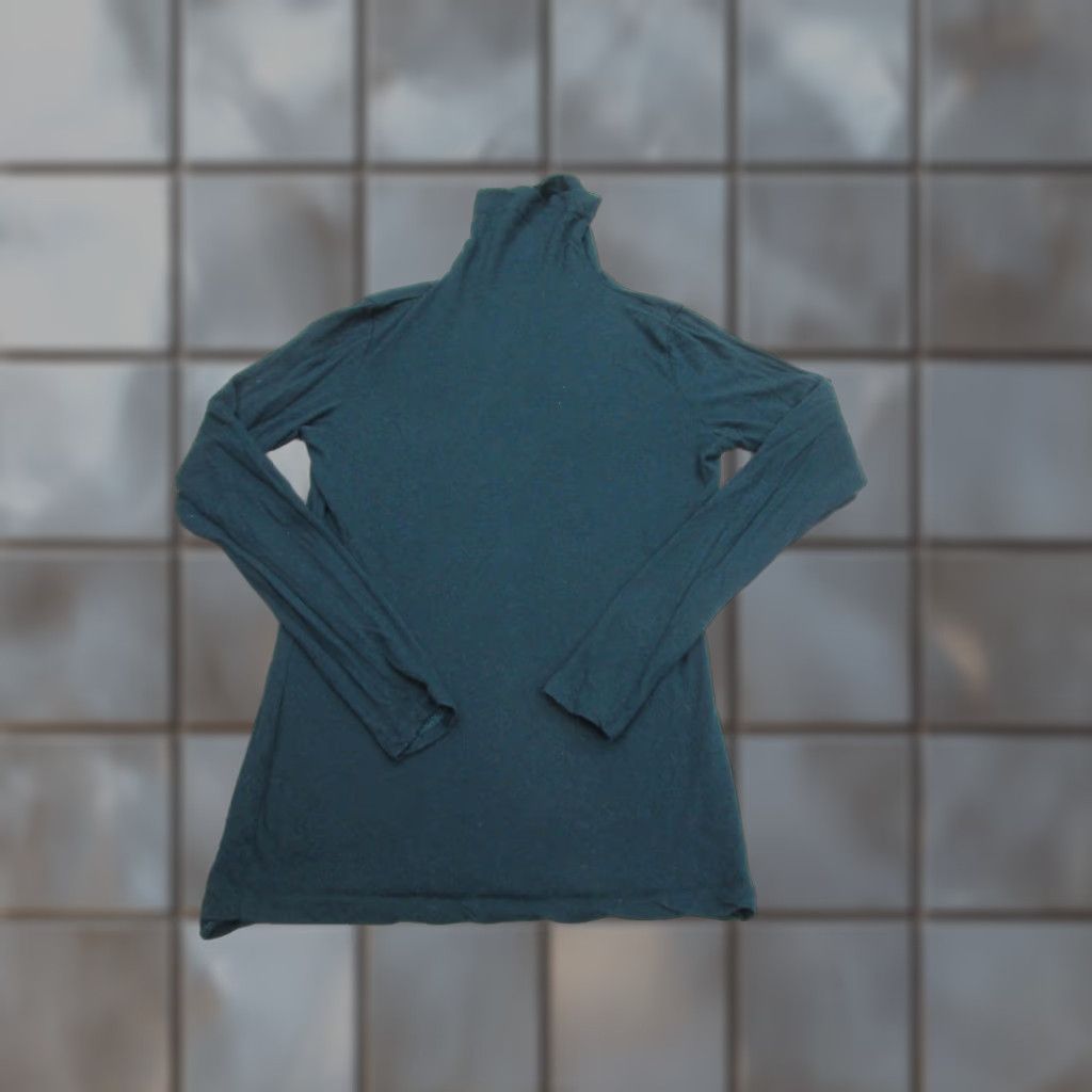 Club Monaco Club Monaco Sweater Womens Large Green Wool Blend Turtleneck Knit Layering Top Size L / US 10 / IT 46 - 1 Thumbnail