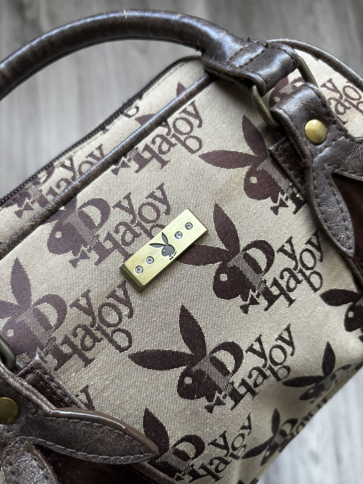 Playboy Playboy Monogram Mini Handbag Brown 2000s Vintage Size ONE SIZE - 3 Thumbnail