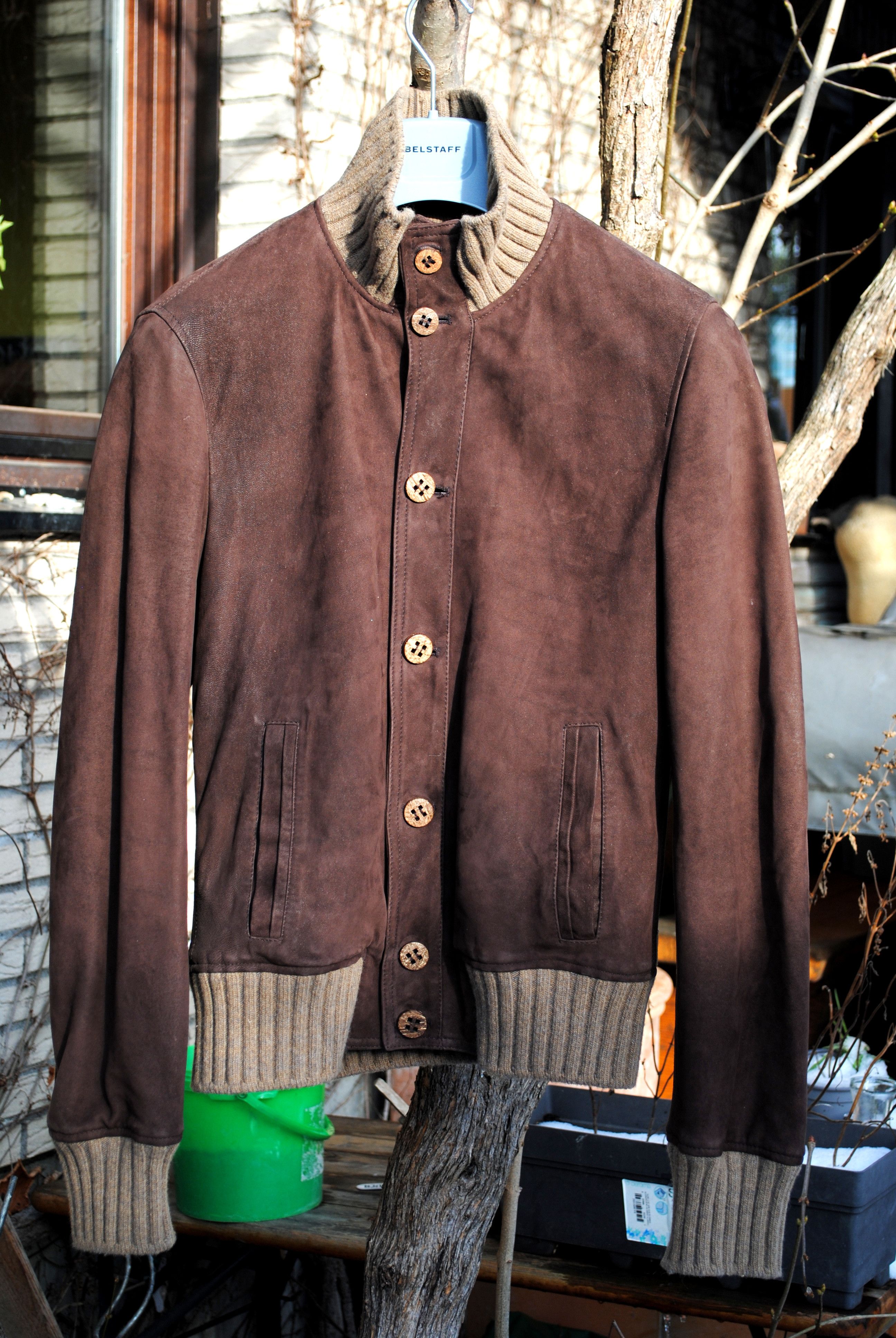 image of Italian Designers Giocasta Tuscany Nubuck Leather & Wool Jacket in Brown, Men's (Size Small)