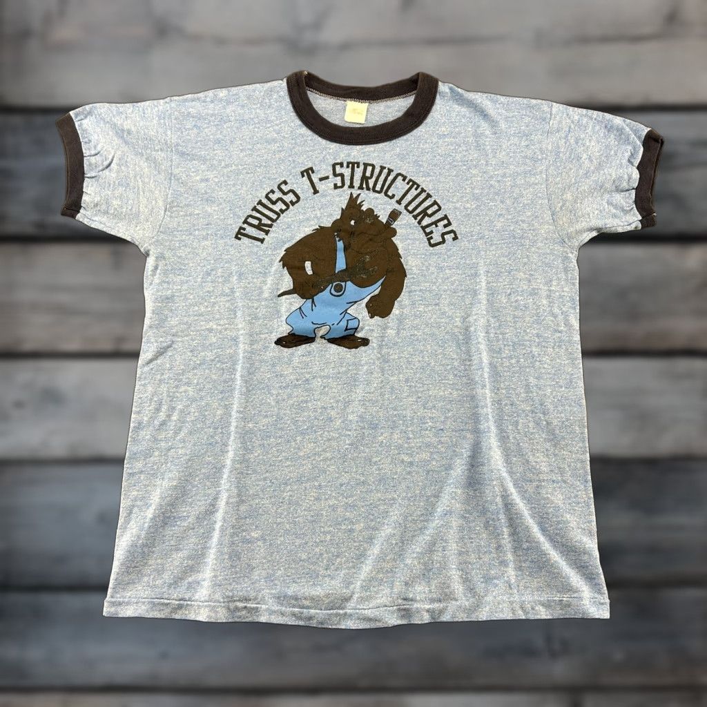 Russell Athletic VINTAGE Russell Athletic T-Shirt Shirt Mens L Blue Cartoon Cigar Truss T Structures 70s Oregon USA Mens Size US L / EU 52-54 / 3 - 1 Thumbnail