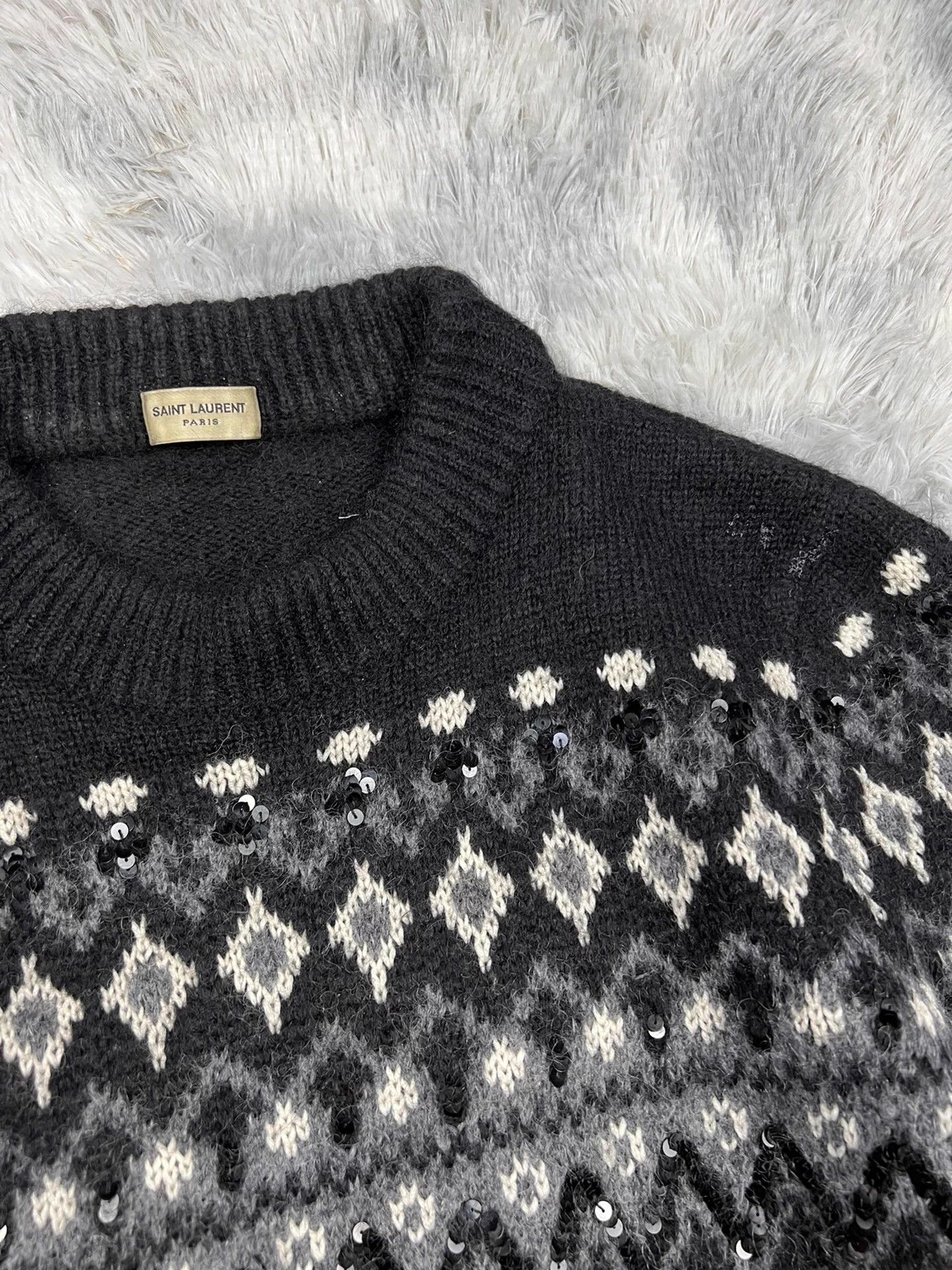 Saint Laurent Paris Saint Laurent SLP Jacquard Sequin Sweater Size US M / EU 48-50 / 2 - 6 Thumbnail