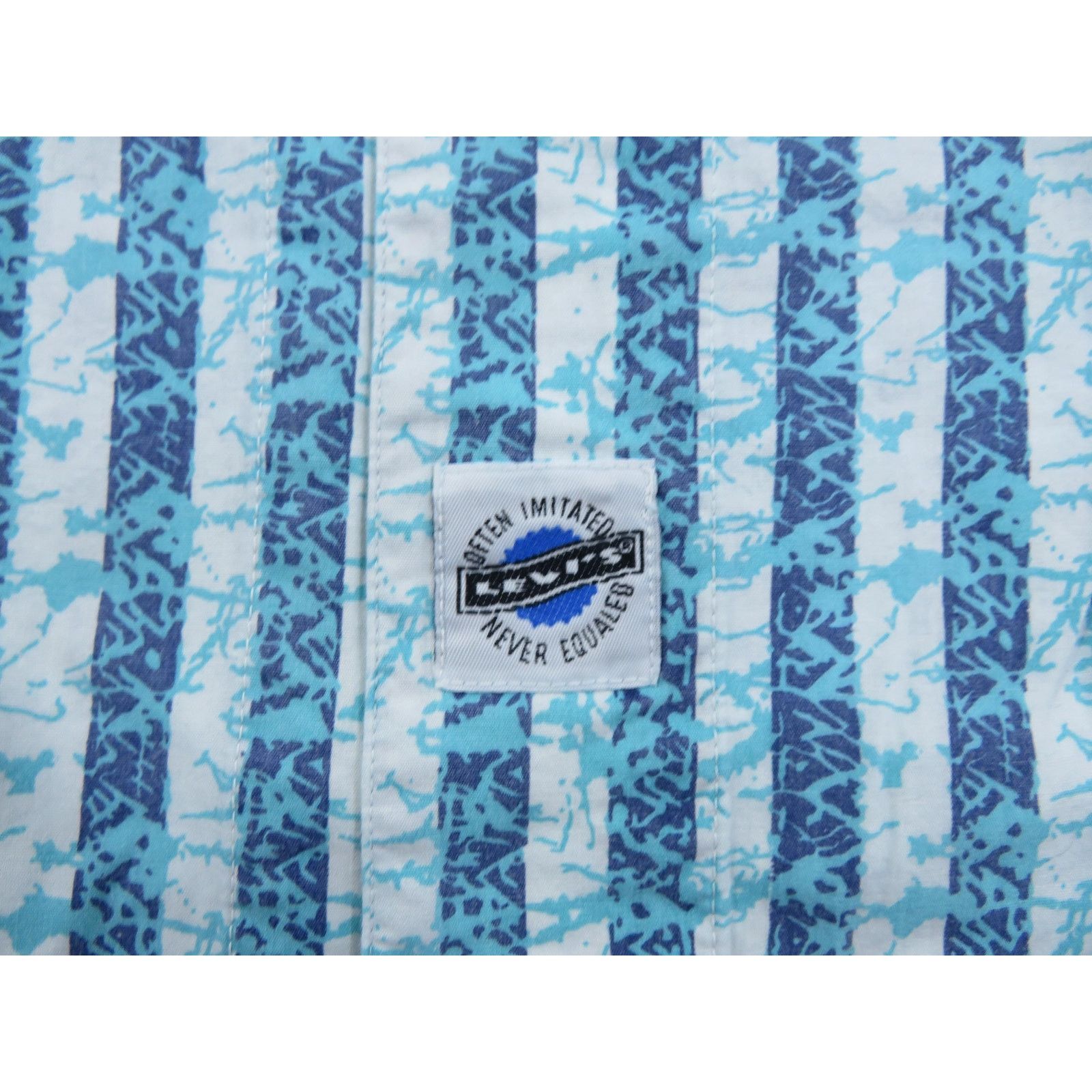 Levi's LEVIS Shirts For Jeans White Blue Aqua Stripes, XL 1990s New Size US XL / EU 56 / 4 - 2 Thumbnail