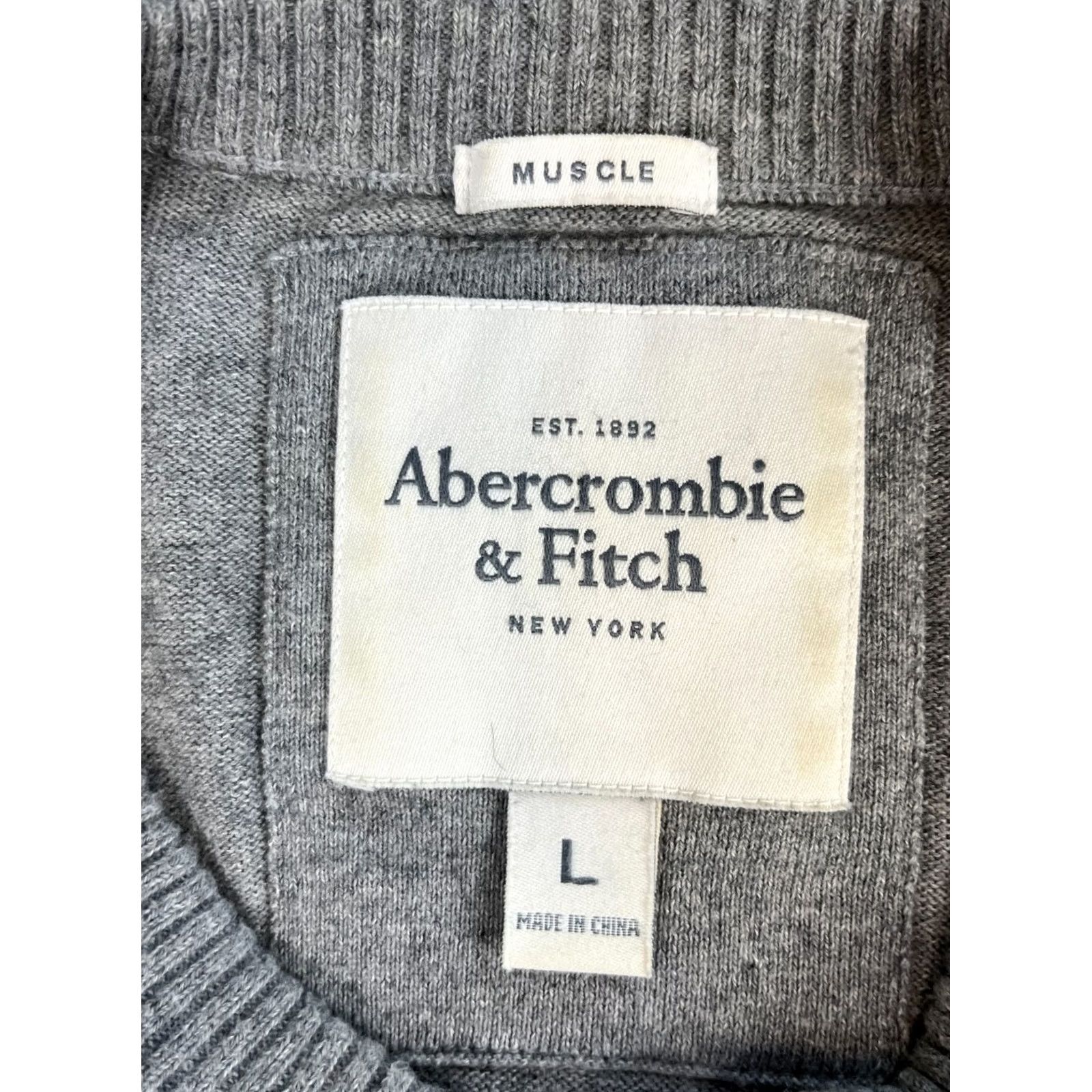 Abercrombie & Fitch VINTAGE Abercrombie & Fitch Pullover Sweater Shirt Mens L Gray V-Neck 94% Cotton, 3% Wool, 3% Cashmere Embroidered Logo City Classic Muscle Fit Size US L / EU 52-54 / 3 - 4 Thumbnail