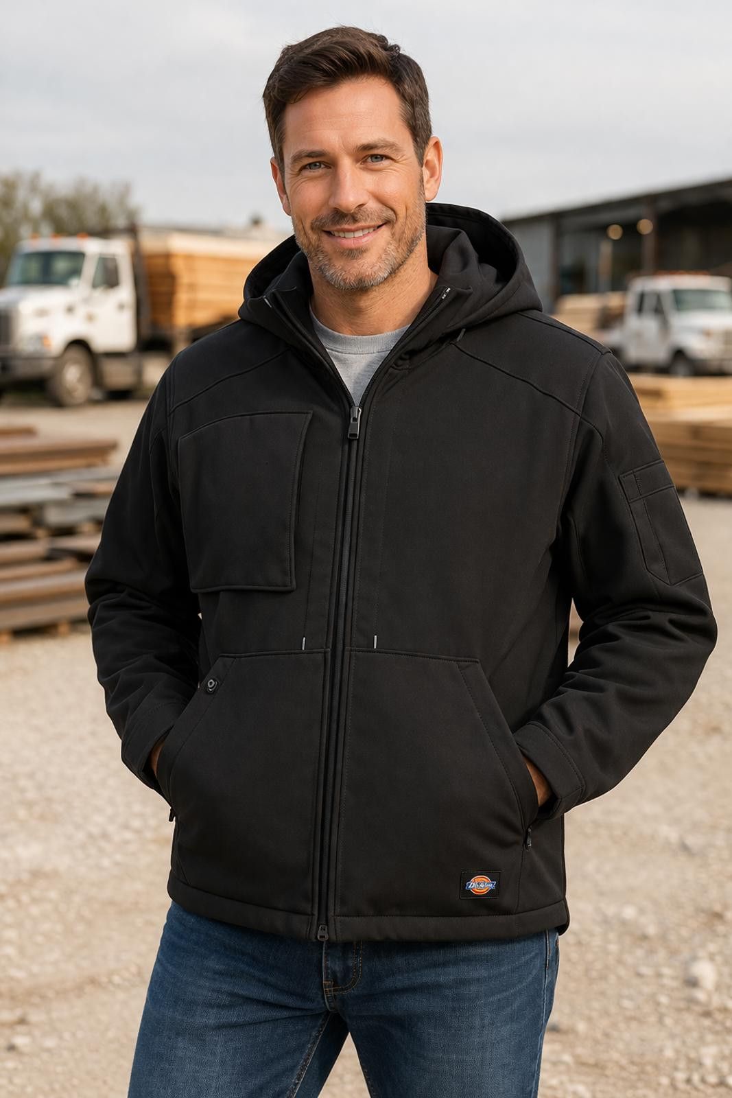 Dickies Dickies Hooded Softshell Jacket XL Black Full Zip Workwear Size US XL / EU 56 / 4 - 1 Thumbnail