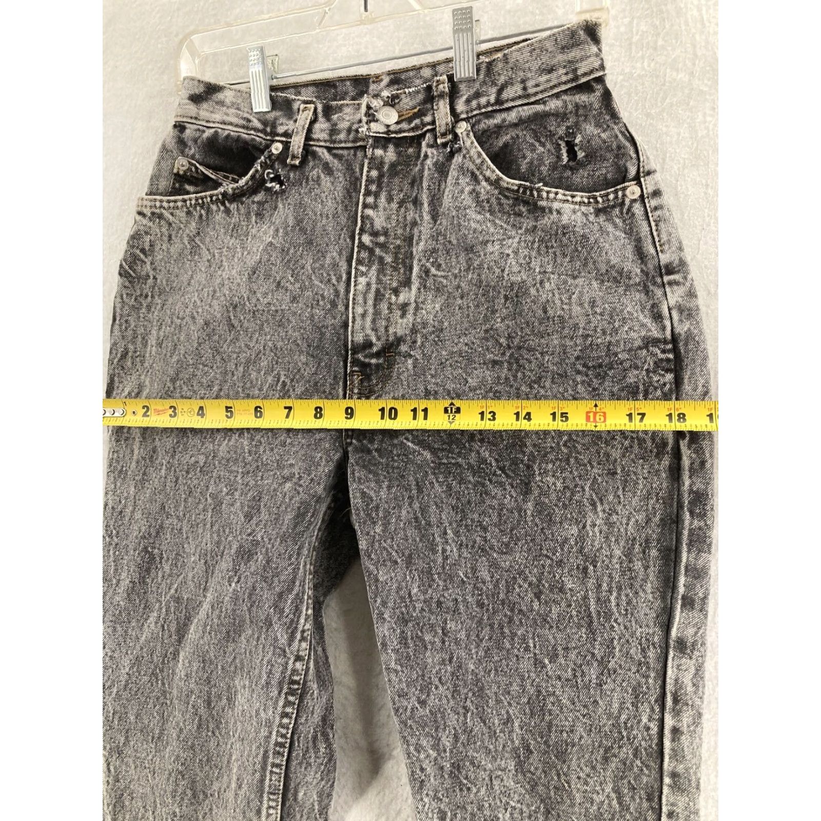 Jordache VINTAGE Jordache Jeans 9/10 High Rise Tapered Distressed Acid Wash Gray 80s Womens Size 30" / US 8 / IT 44 - 4 Thumbnail