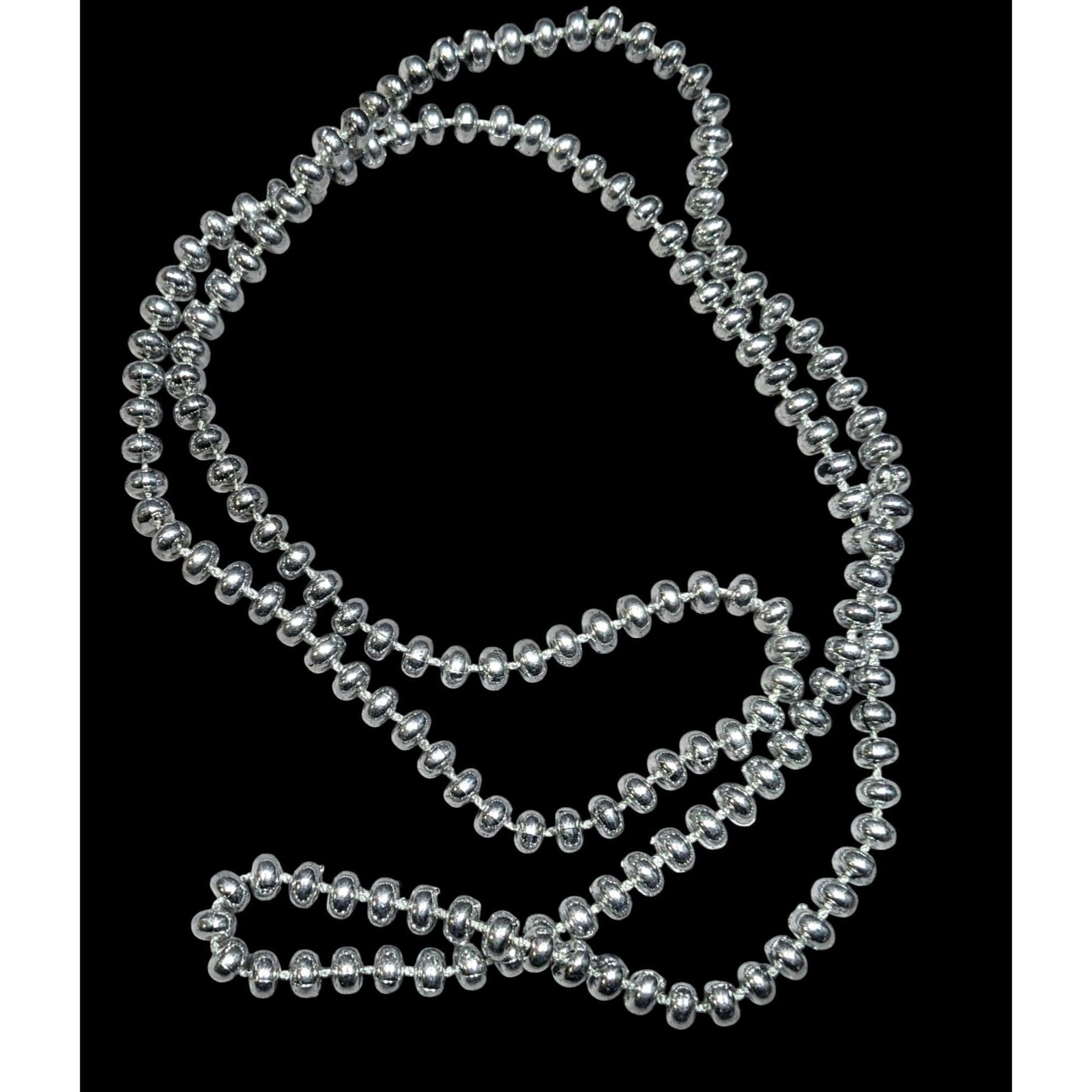 Other Casual Bright Silver Tone Plastic Beaded Necklace Size ONE SIZE - 1 Thumbnail