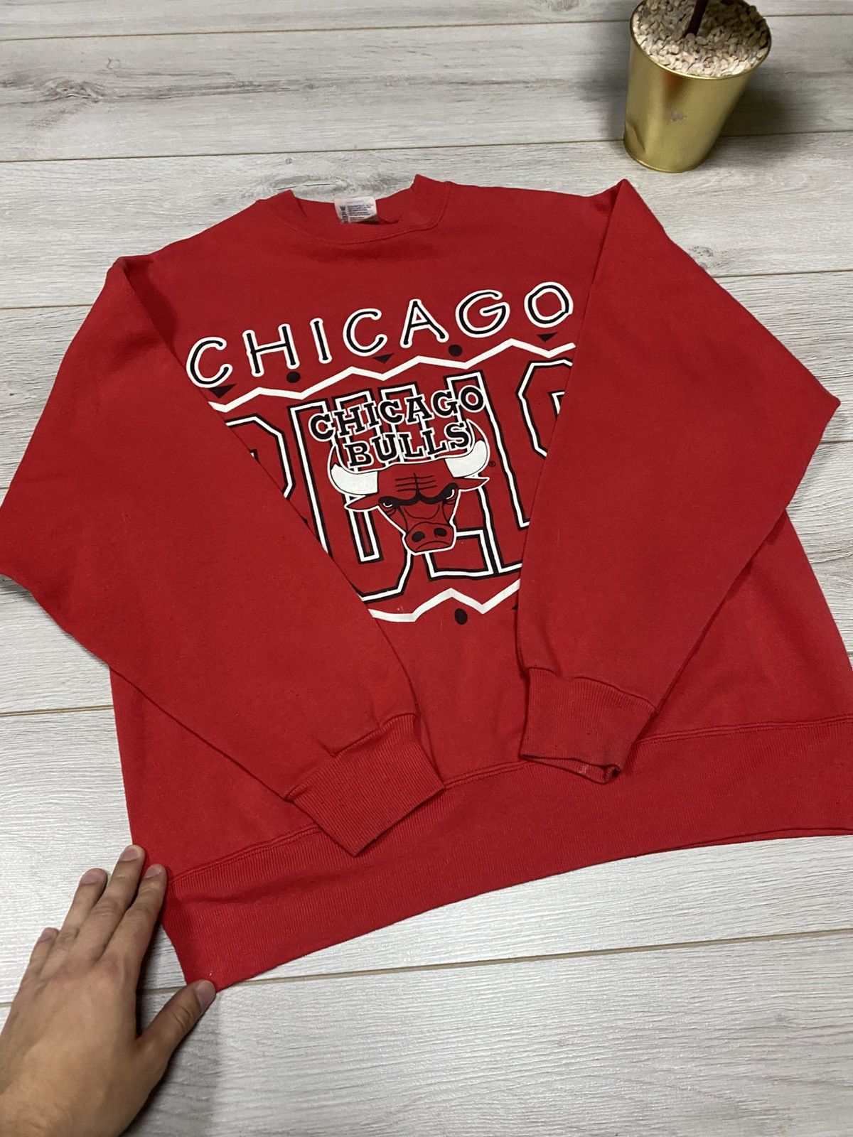 NBA NBA Hanes USA Chicago Bulls Sweatshirt Red big logo Size US L / EU 52-54 / 3 - 6 Thumbnail