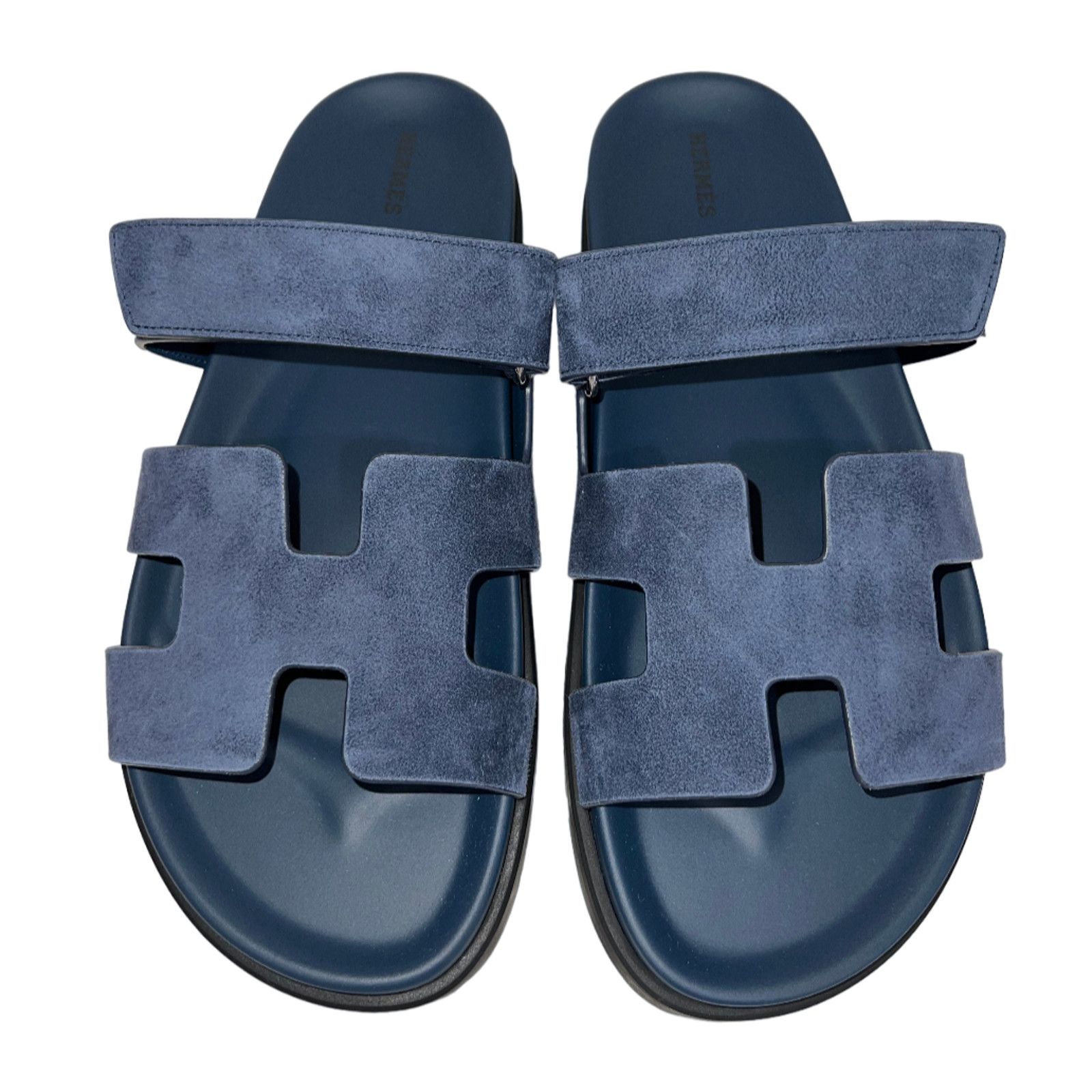 Hermes Hermes Chypre Sandal Blue Celeste Dark Suede Logo Strap Size US 12 / IT 42 - 1 Thumbnail