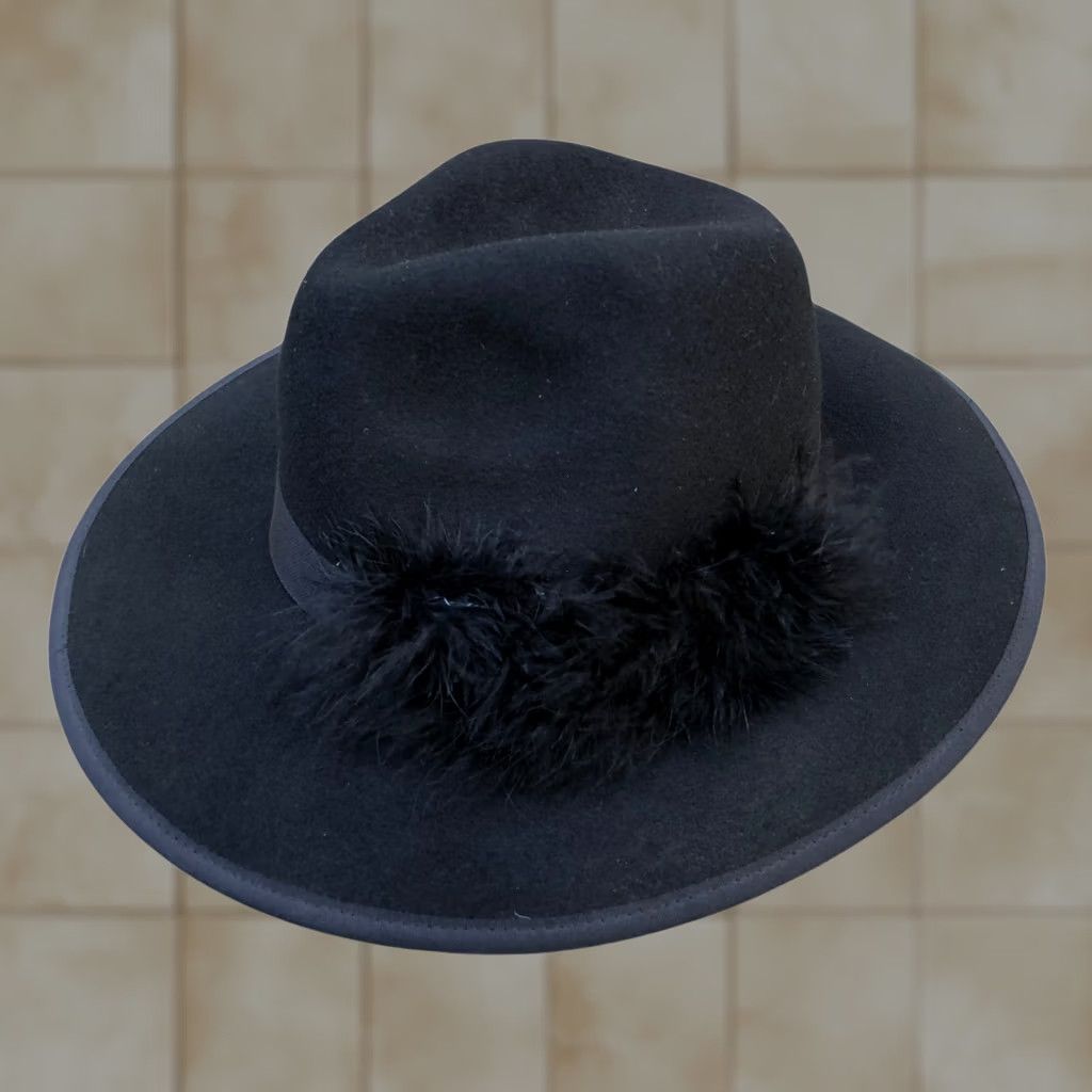 Jones New York VTG JONES NEW YORK Fedora Hat One Size 100% Wool Feather Cap Women's Size ONE SIZE - 1 Thumbnail